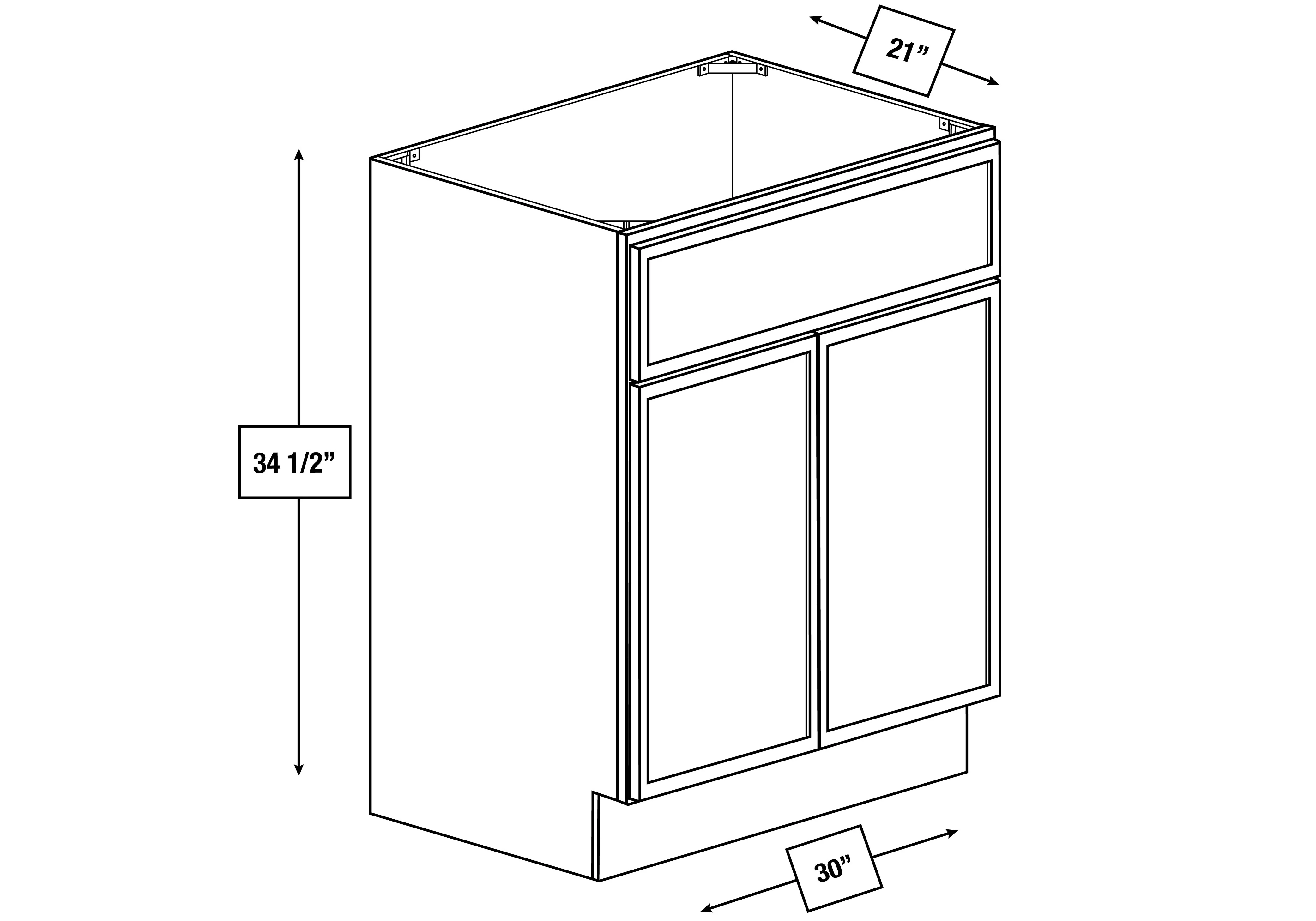 Arctic Mist Slim Shaker 30 in. Vanity Sink Base Cabinet
