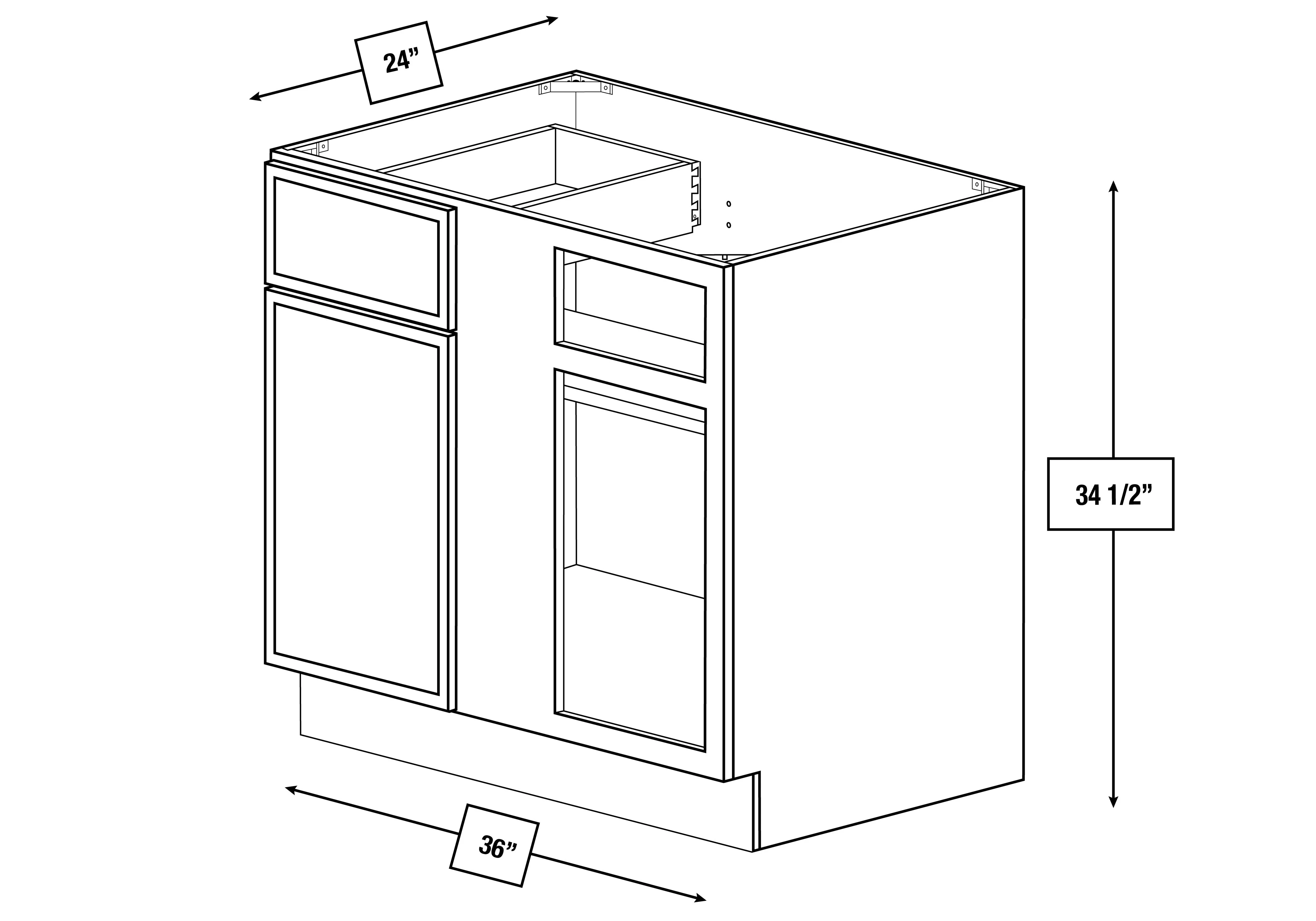 Arctic Mist Slim Shaker 36 in. Blind Base Cabinet, 42 in. Minimum Pull