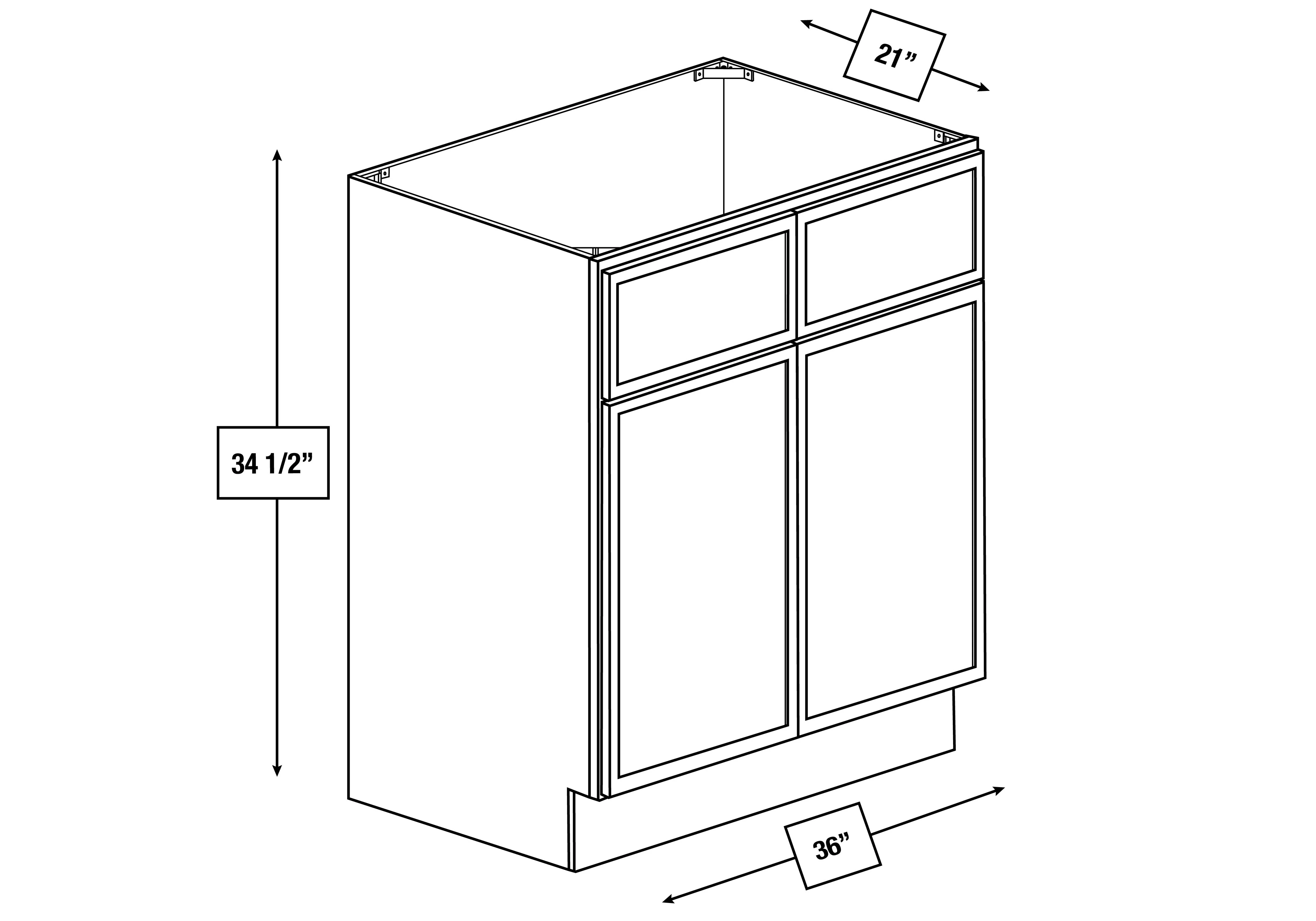 Arctic Mist Slim Shaker 36 in. Vanity Sink Base Cabinet