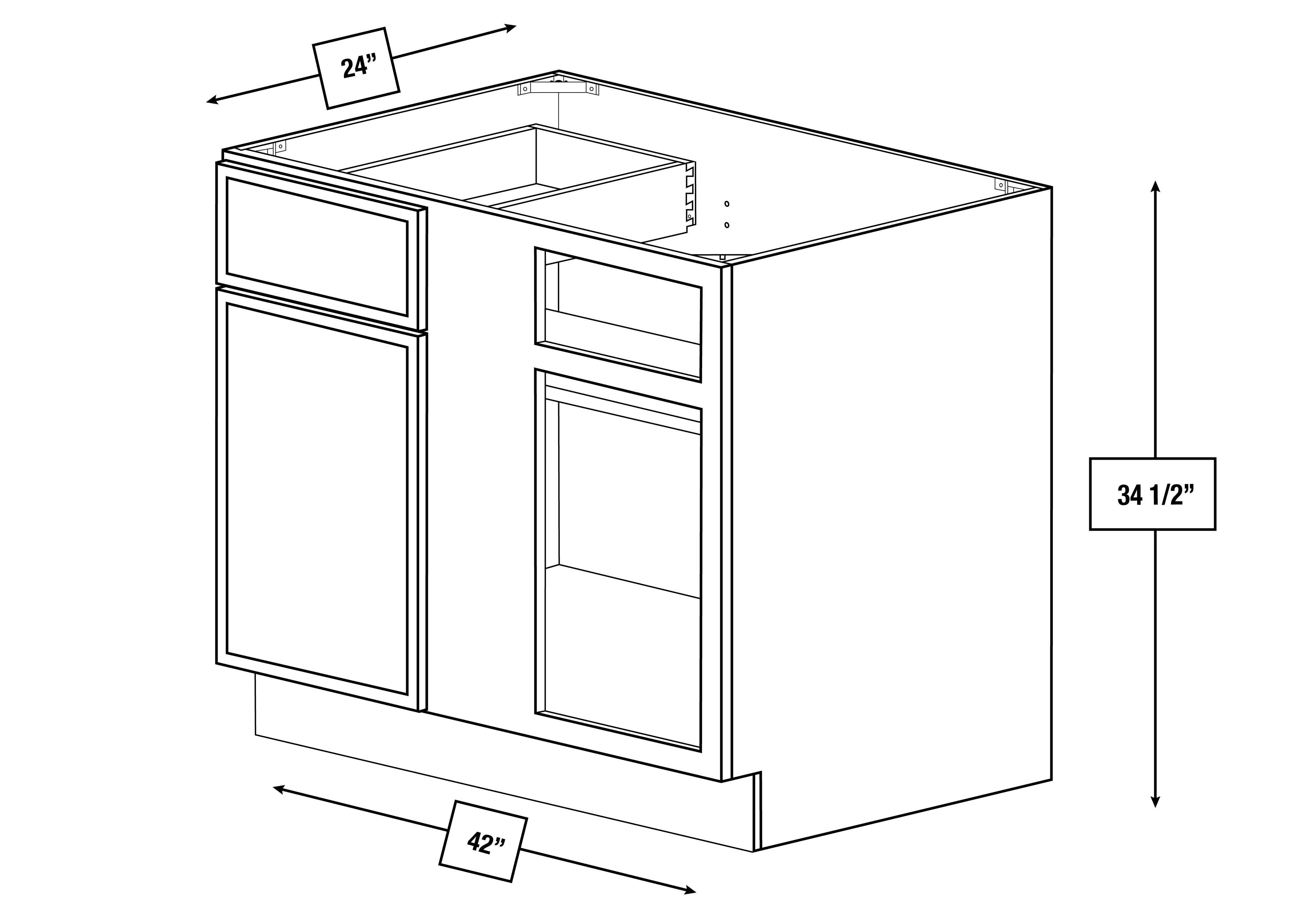 Arctic Mist Slim Shaker 42 in. Blind Base Cabinet, 45 in. Minimum Pull
