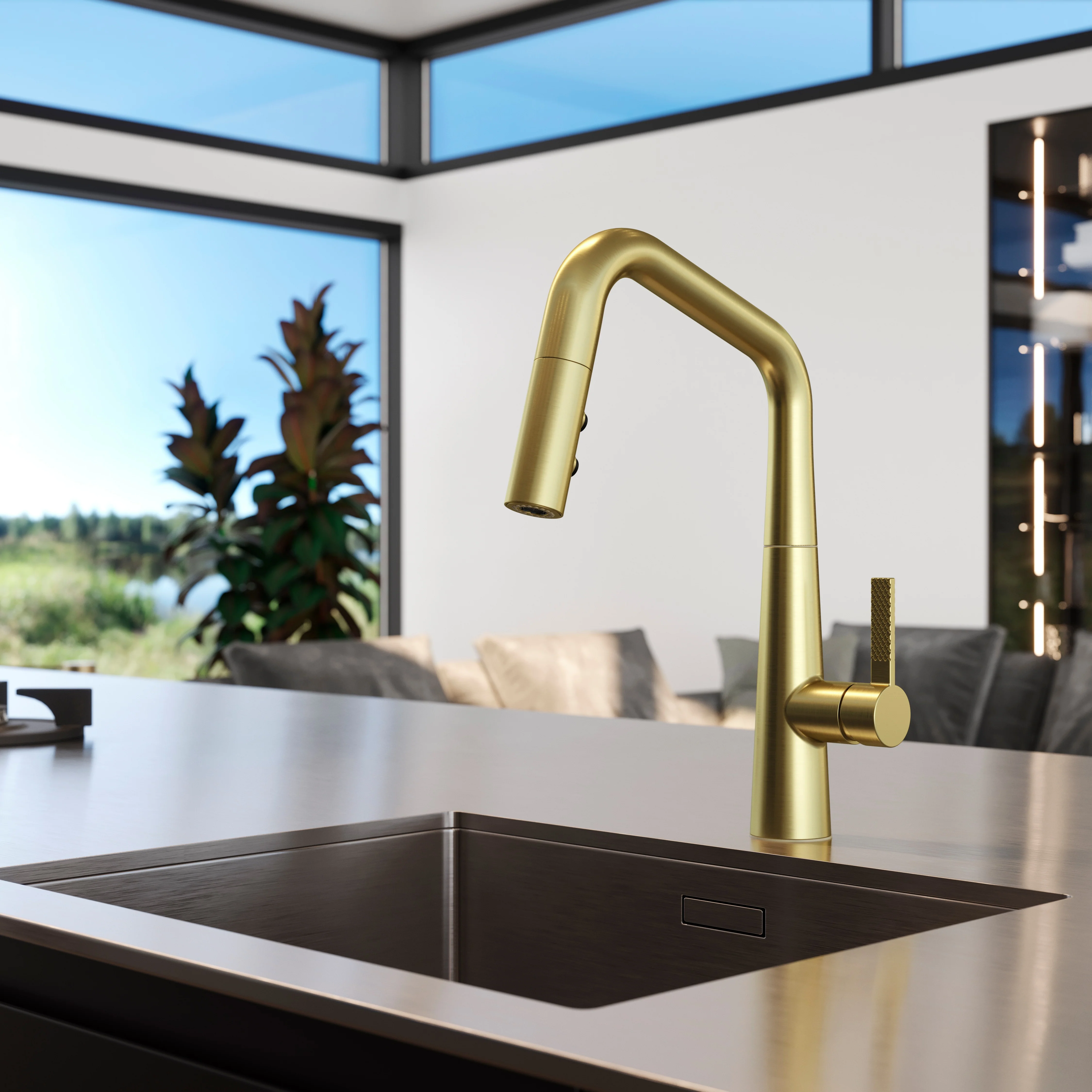 Asari Kitchen Faucet 1-Handle Brushed Gold - Image 4