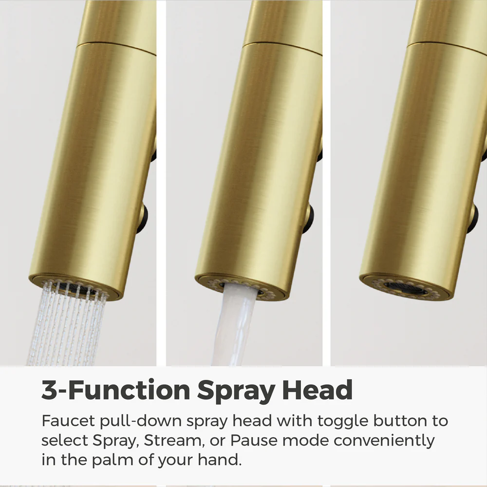 Asari Kitchen Faucet 1-Handle Brushed Gold - Image 5