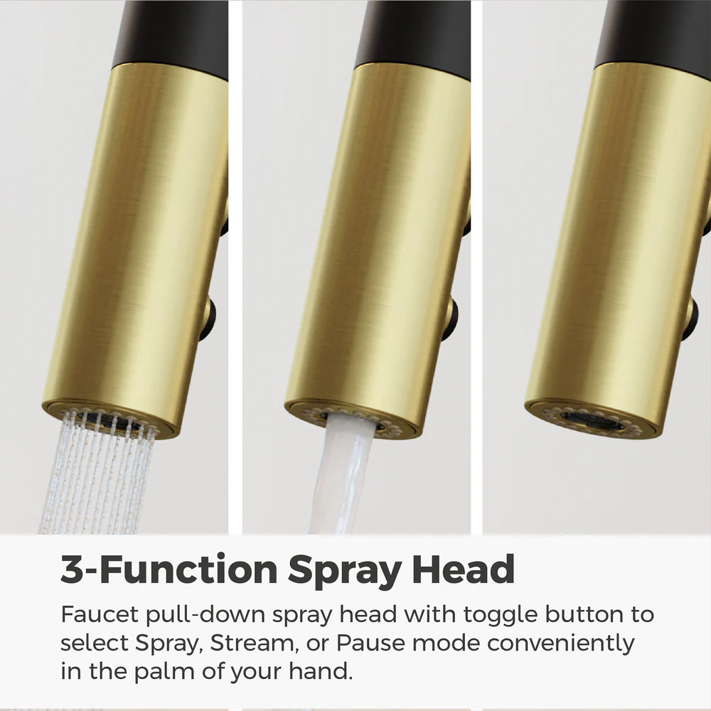 Asari Kitchen Faucet 1-Handle Combo-Matte Black/Brushed Gold - Image 5