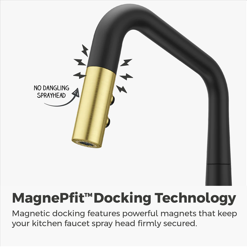 Asari Kitchen Faucet 1-Handle Combo-Matte Black/Brushed Gold - Image 6