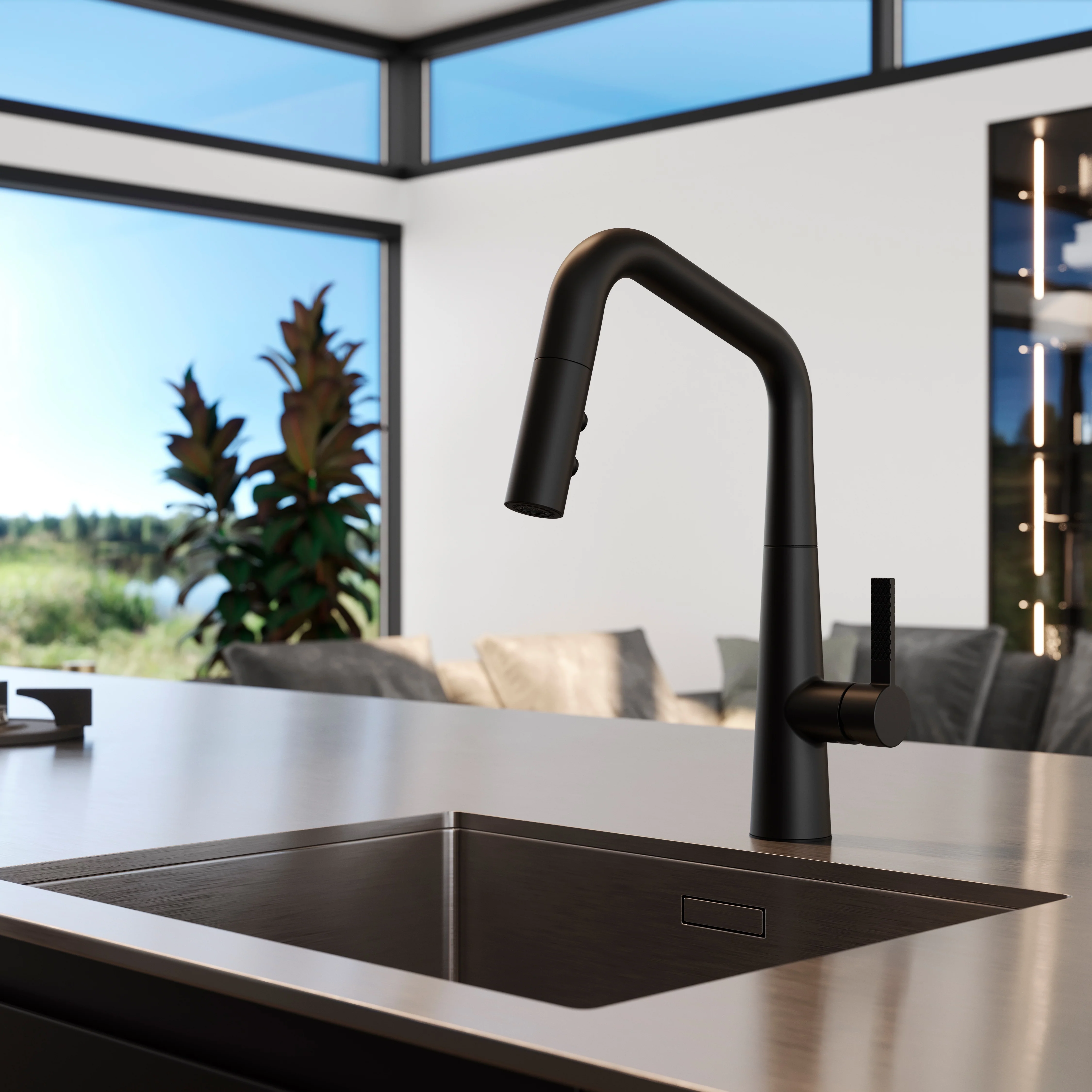 Asari Kitchen Faucet 1-Handle Matte Black - Image 4