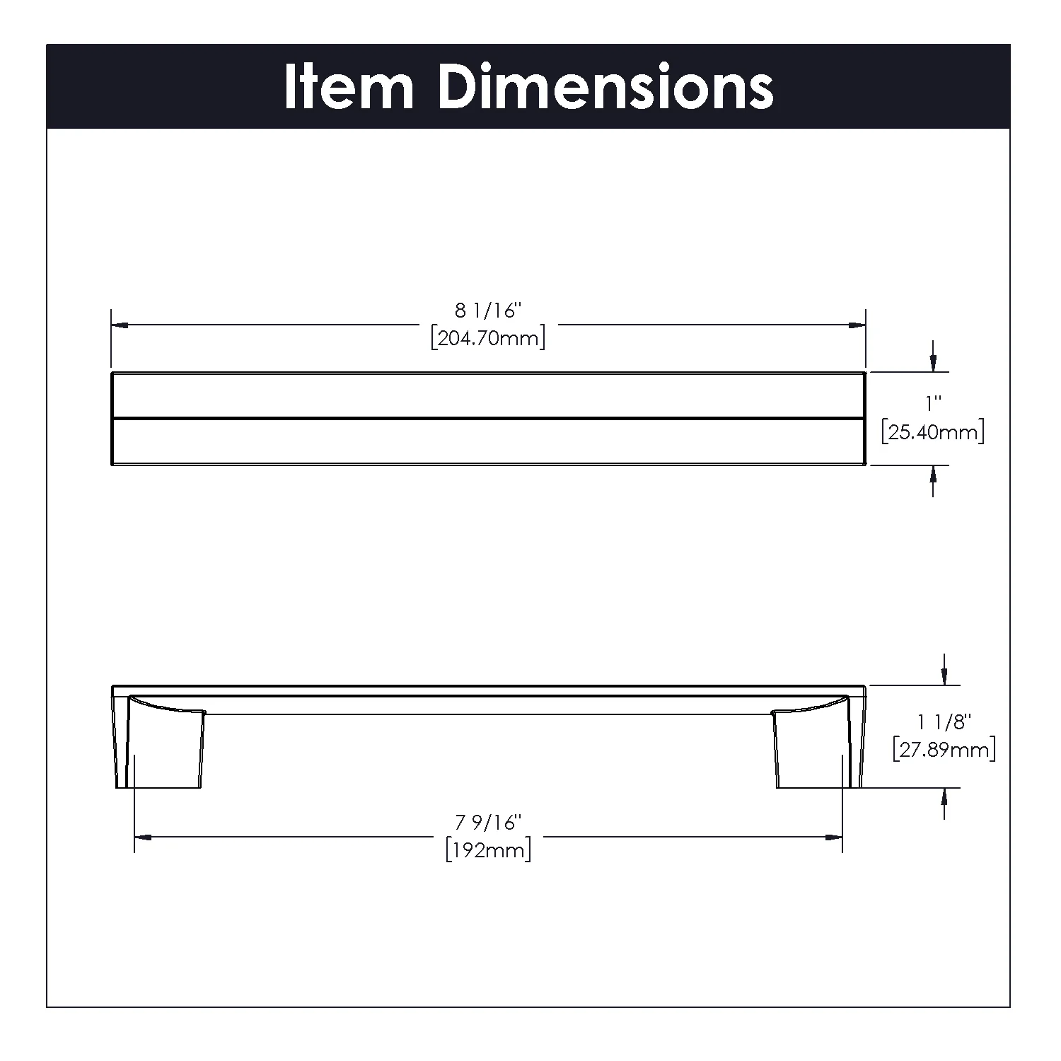 Avenue Pull 7-9/16 Inch (192mm) Center to Center Chrome Finish - Image 4