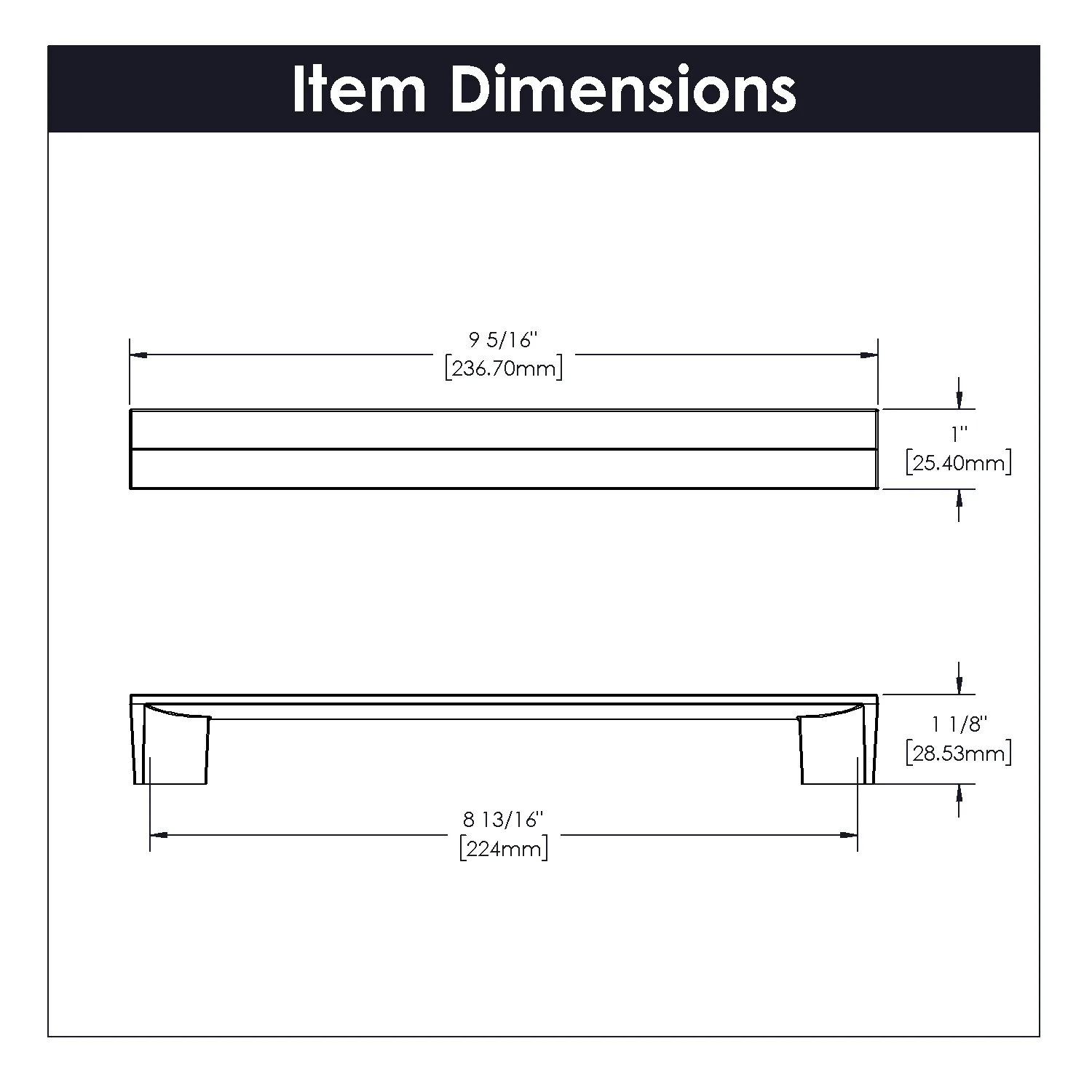 Avenue Pull 8-13/16 Inch (224mm) Center to Center Brushed Golden Brass Finish - Image 3