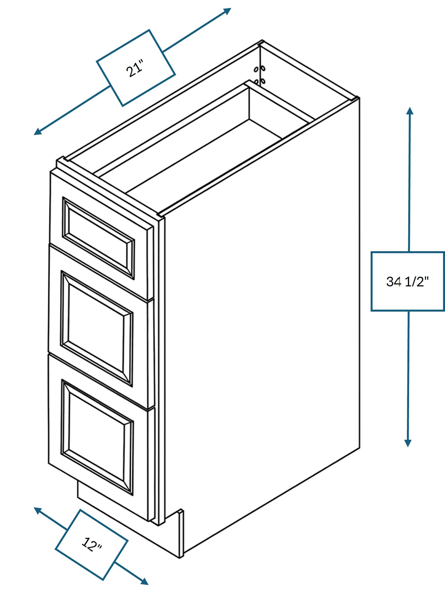 Montpelier Sage Raised Panel Drawer Vanity Base Cabinet 12 in. x 21 in. x 34.5 in.