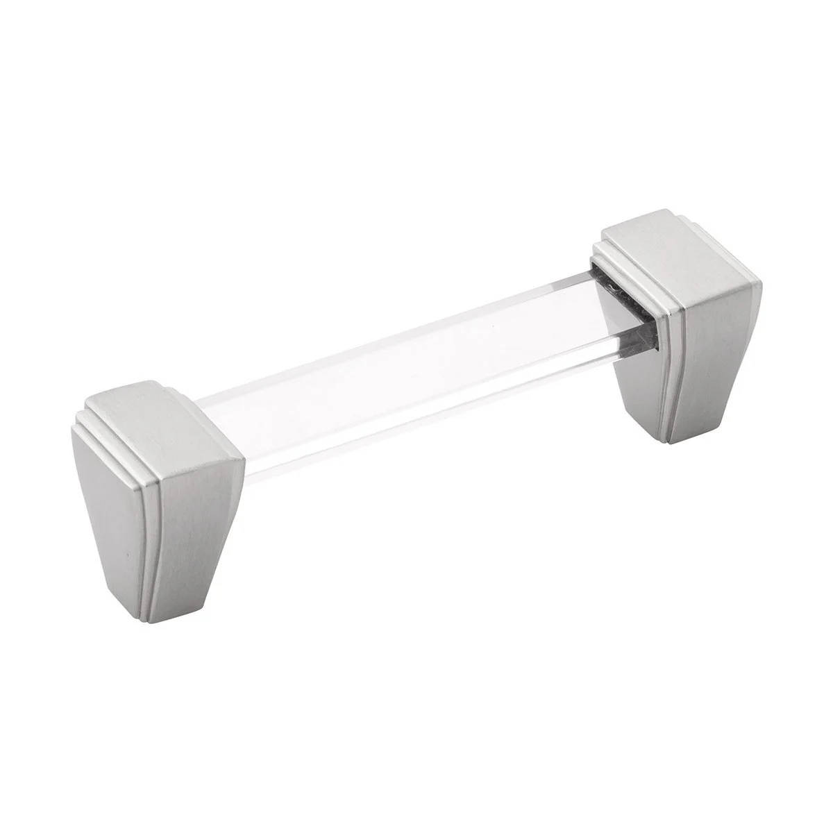 Belleclaire Pull 3-3/4 Inch (96mm) Center to Center Crysacrylic with Satin Nickel Finish