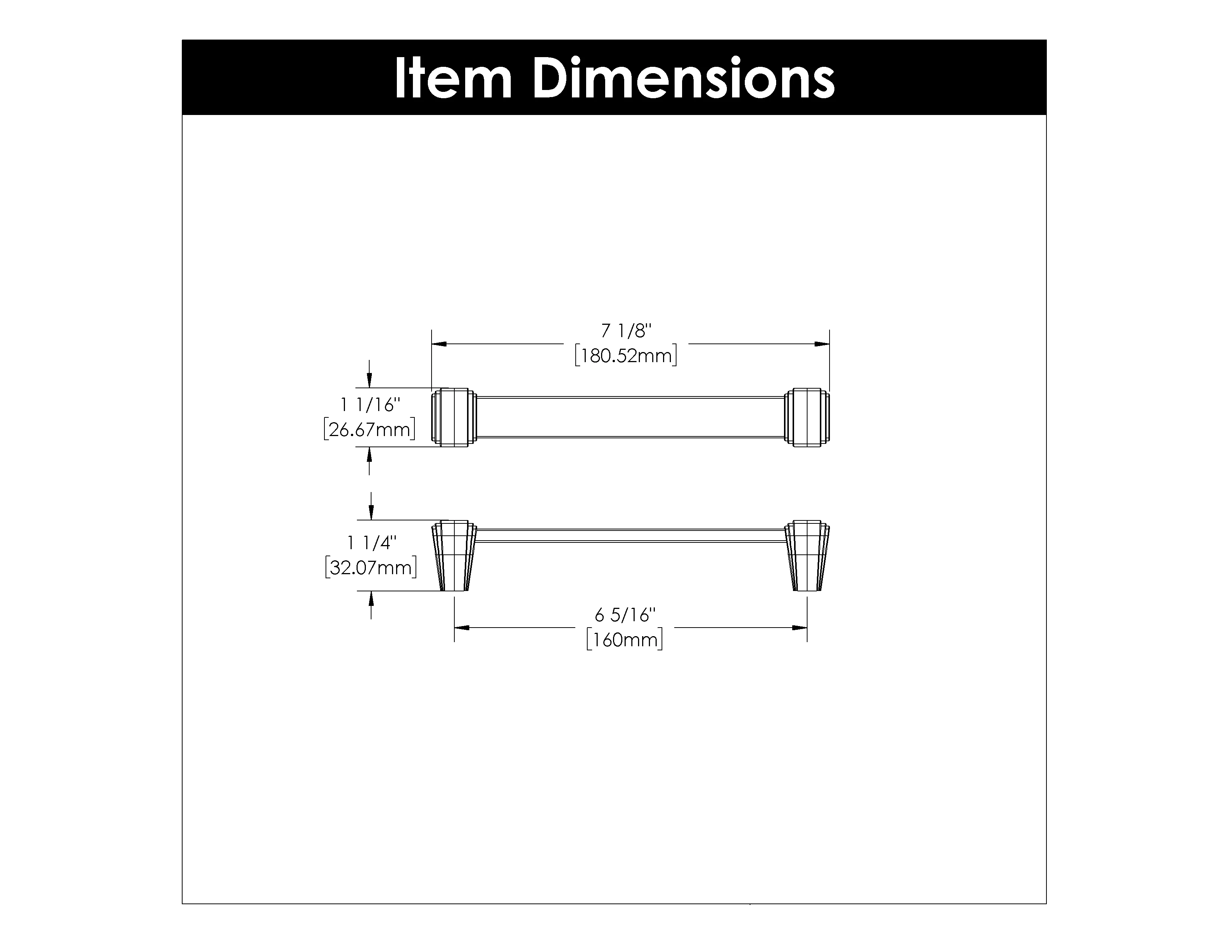 Belleclaire Pull 6-5/16 Inch (160mm) Center to Center Crysacrylic with Matte Black Finish - Image 4