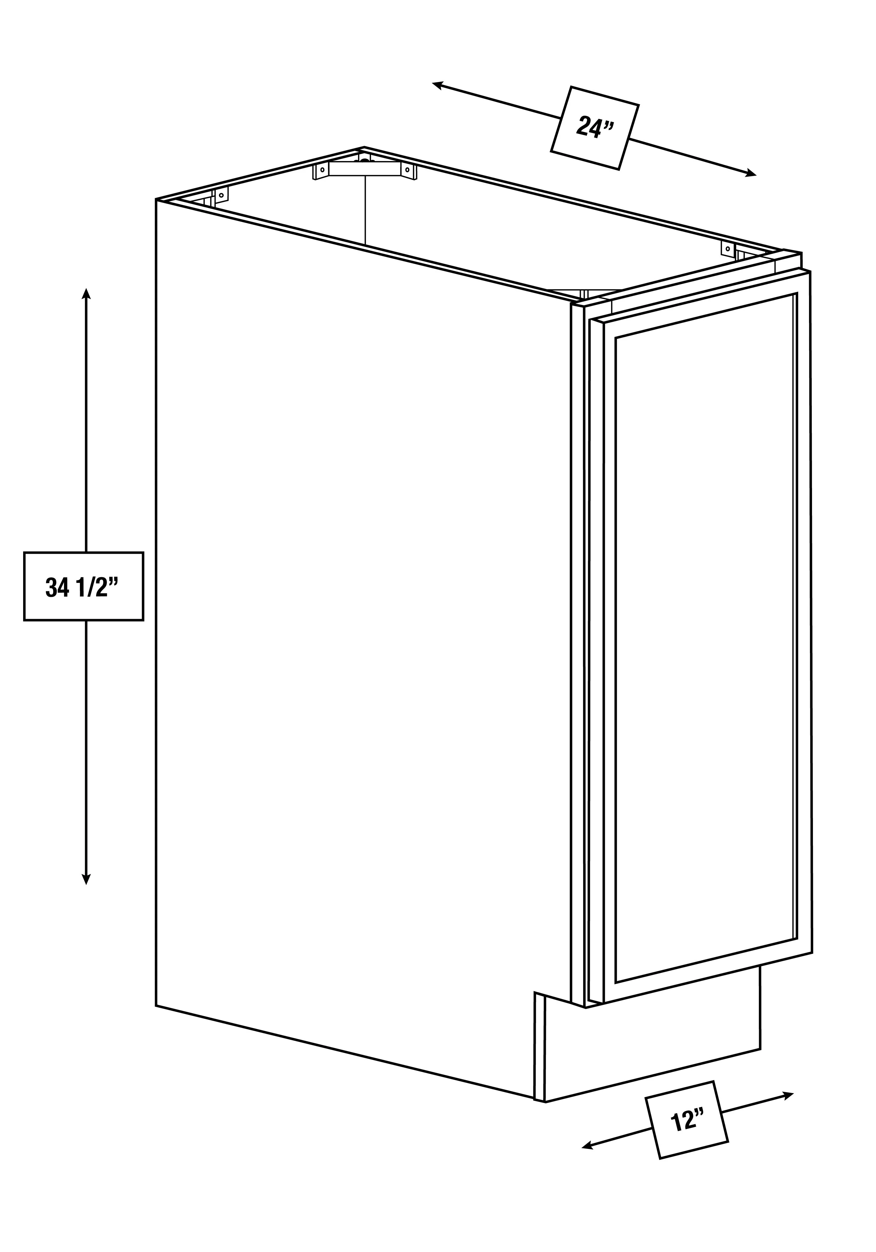 Brentwood Fawn Slim Shaker 12 in. Full Height Door Base Cabinet