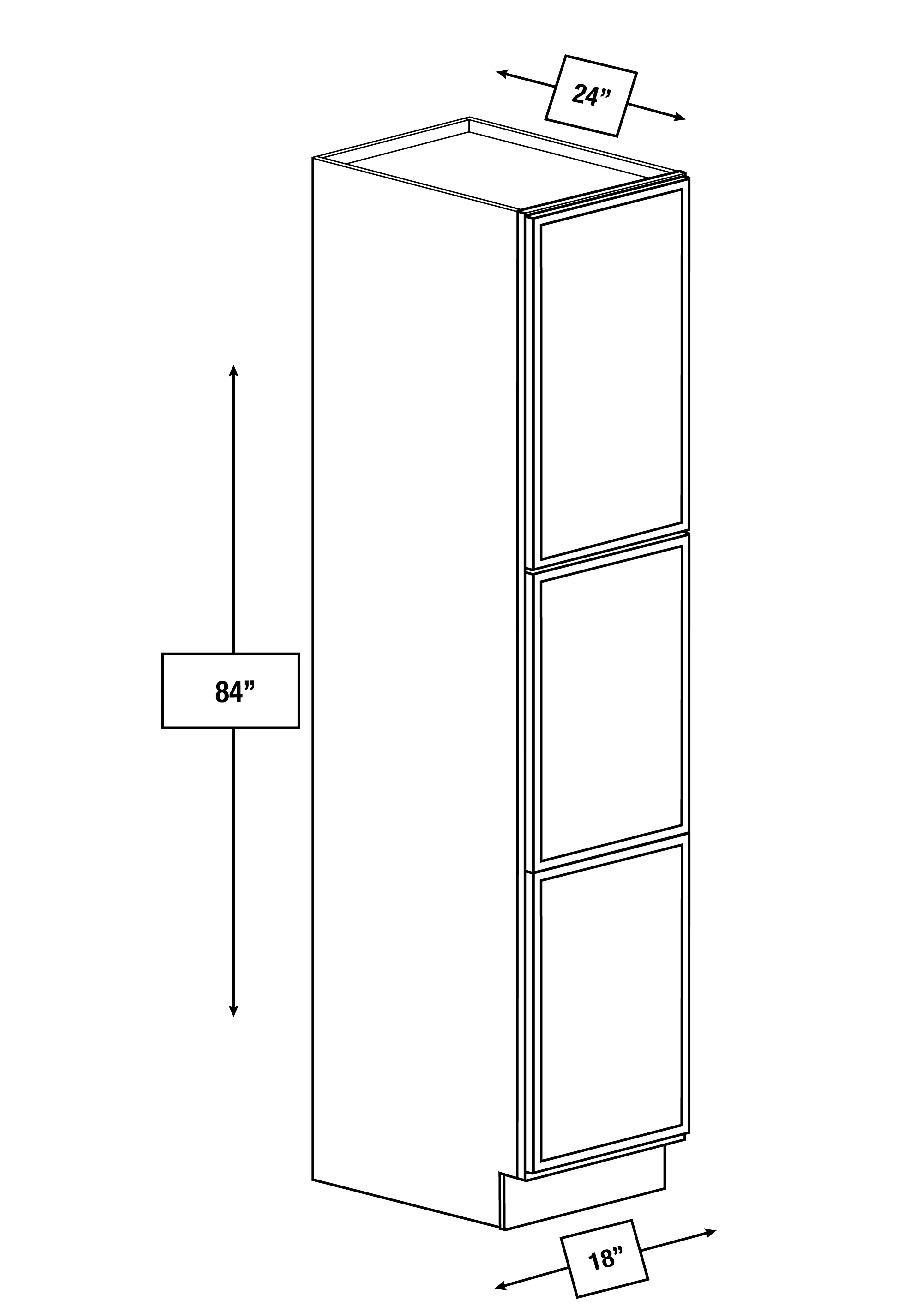Brentwood Fawn Slim Shaker 18 in. x 24 in. x 84 in. Pantry Cabinet