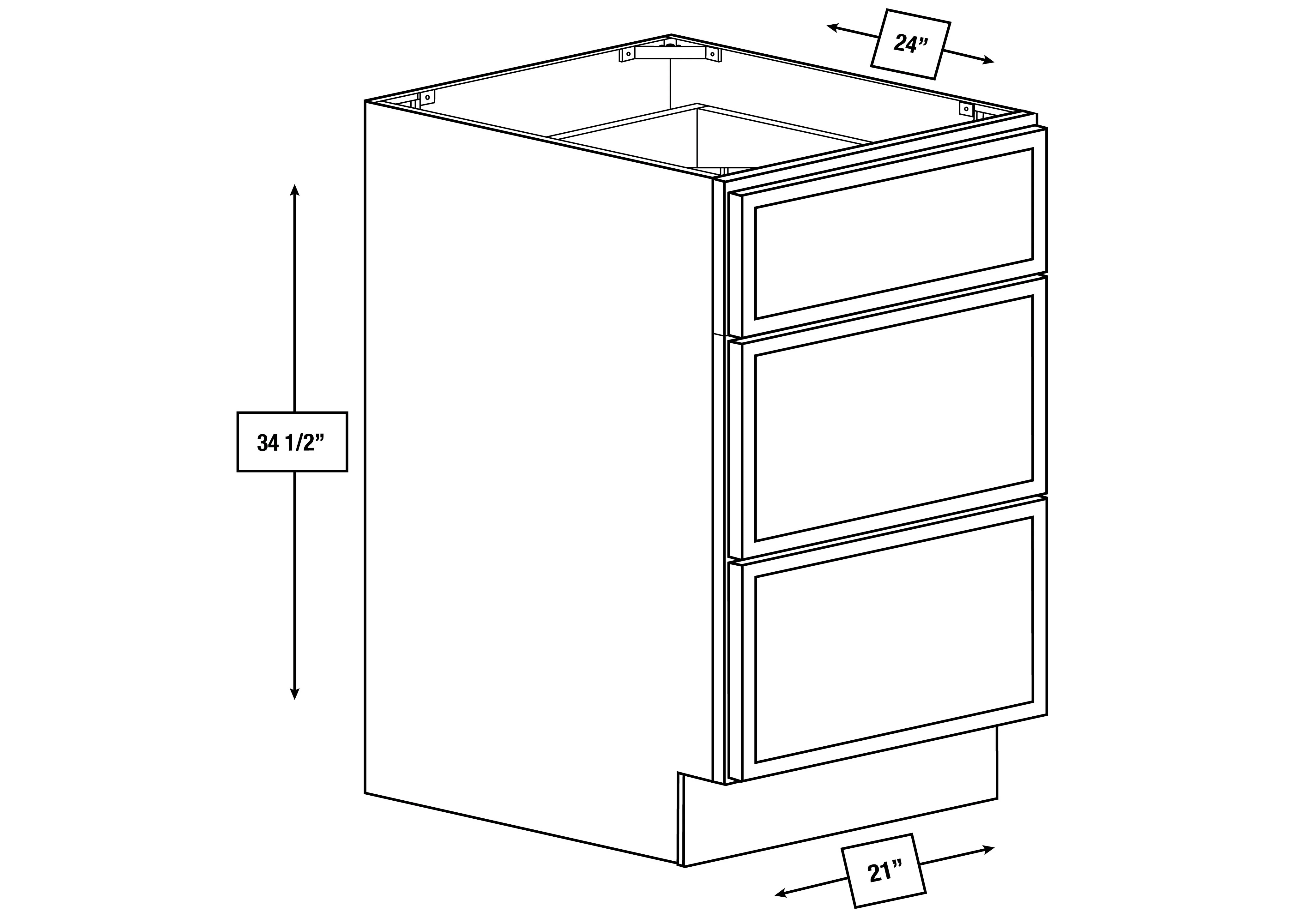 Brentwood Fawn Slim Shaker 21 in. 3-Drawer Base Cabinet