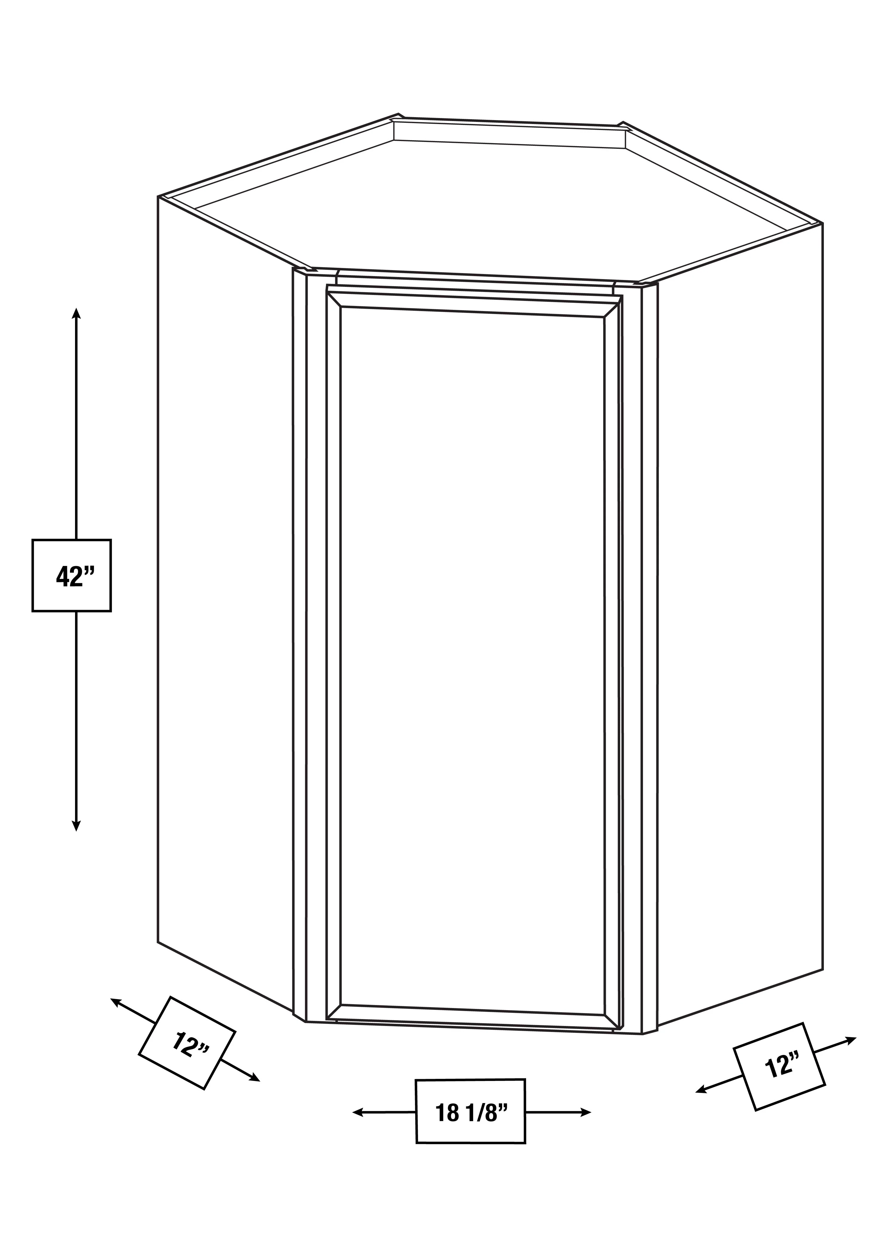 Brentwood Fawn Slim Shaker Diagonal Wall Cabinet 24 in. x 12 in. x 42 in.