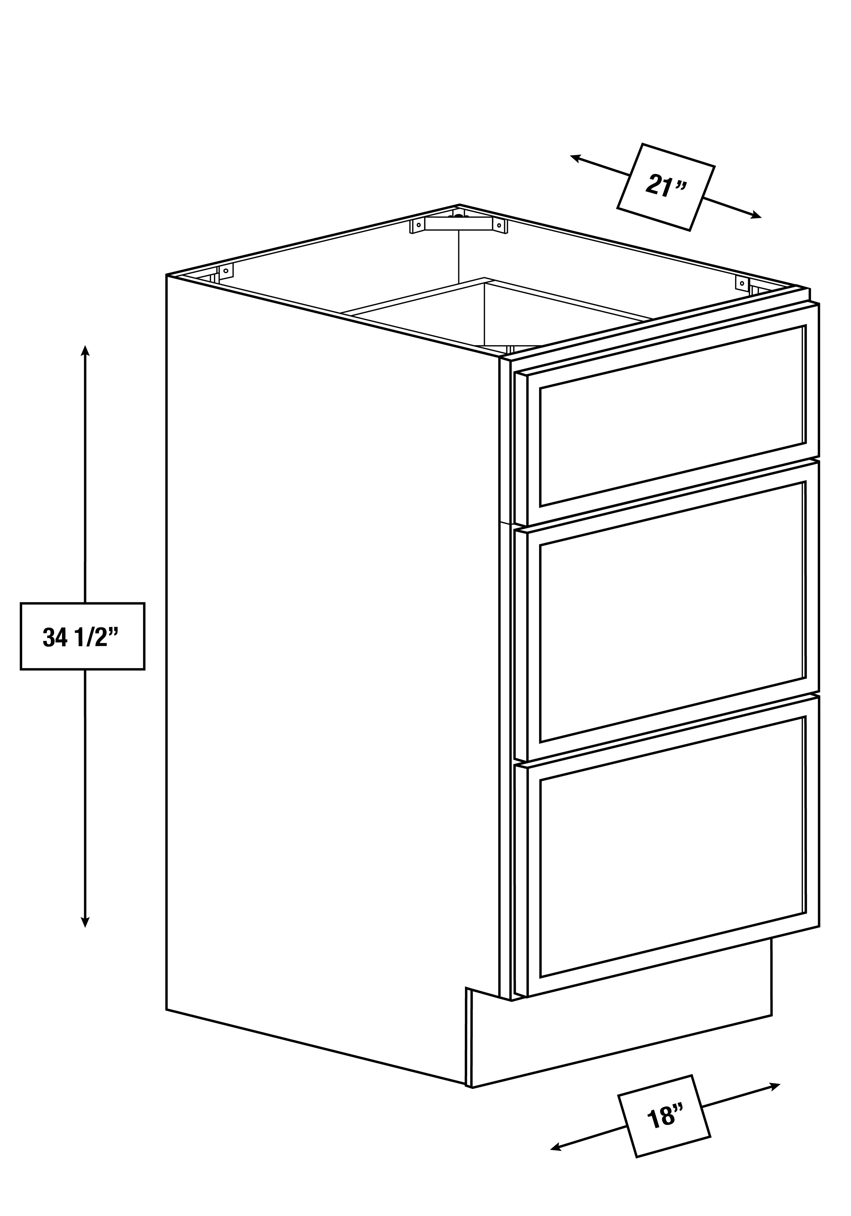 Brentwood Fawn Slim Shaker Drawer Vanity Base Cabinet 18 in. x 21 in. x 34.5 in.