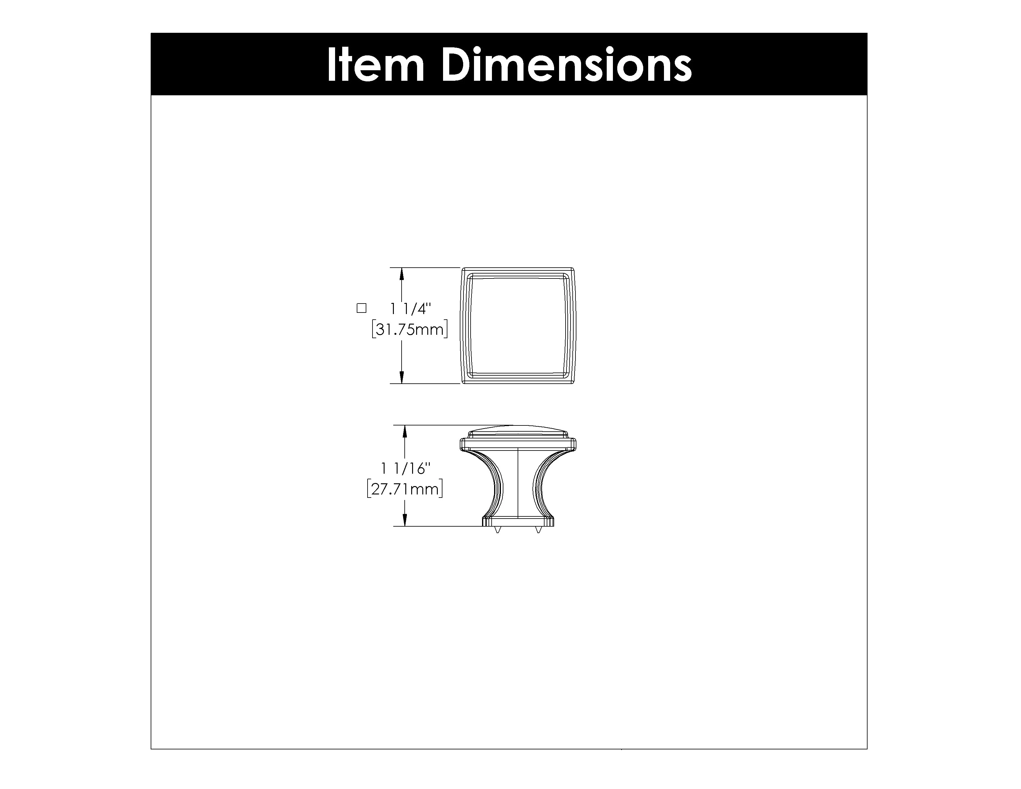 Bridges Knob 1-1/4 Inch Square Chrome Finish - Image 3