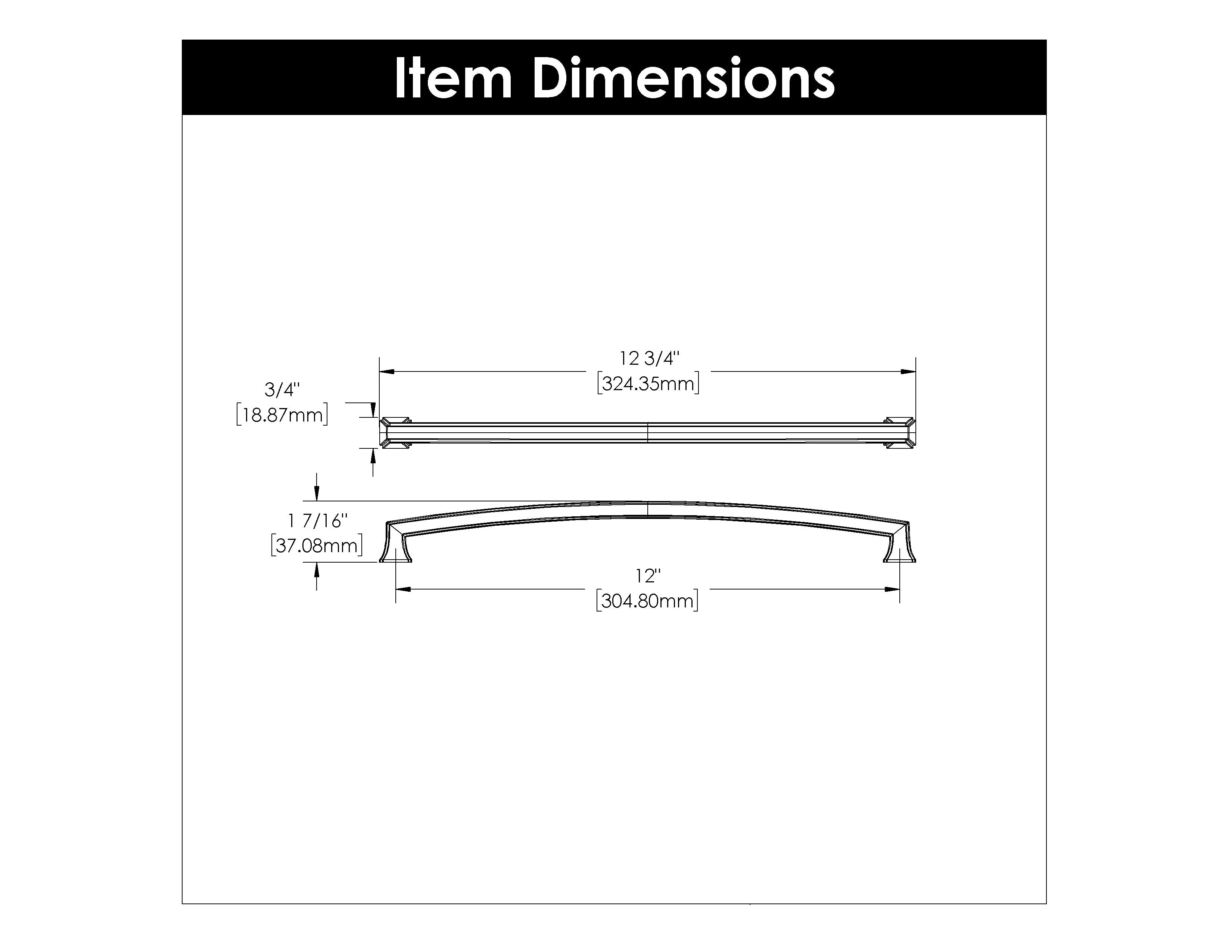 Bridges Pull 12 Inch Center to Center Matte Black Finish - Image 3