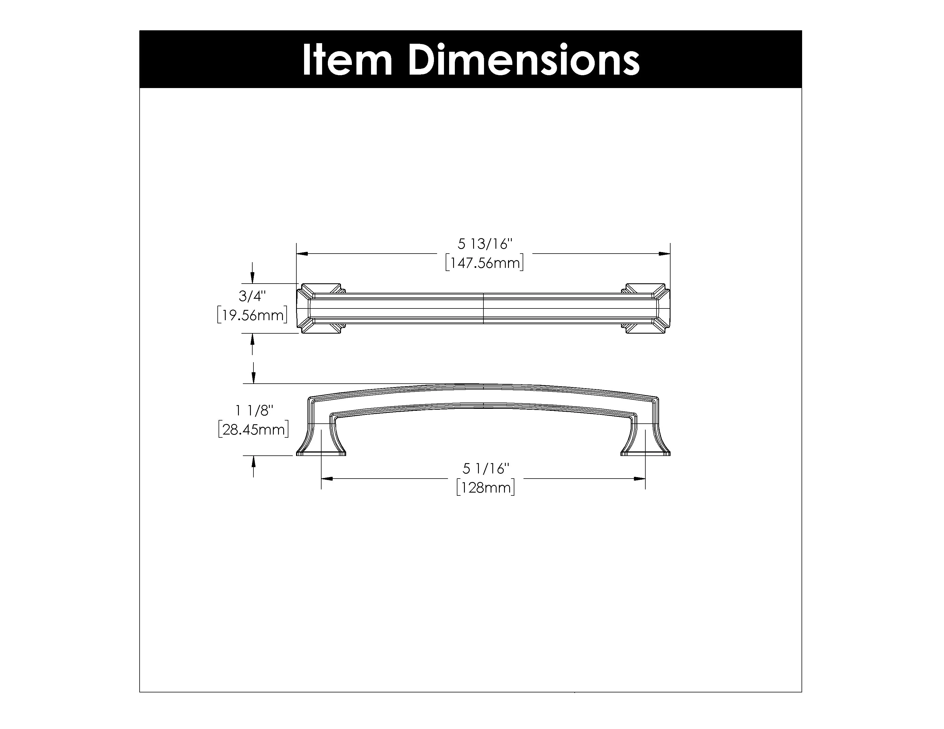 Bridges Pull 5-1/16 Inch (128mm) Center to Center Brushed Golden Brass Finish - Image 3