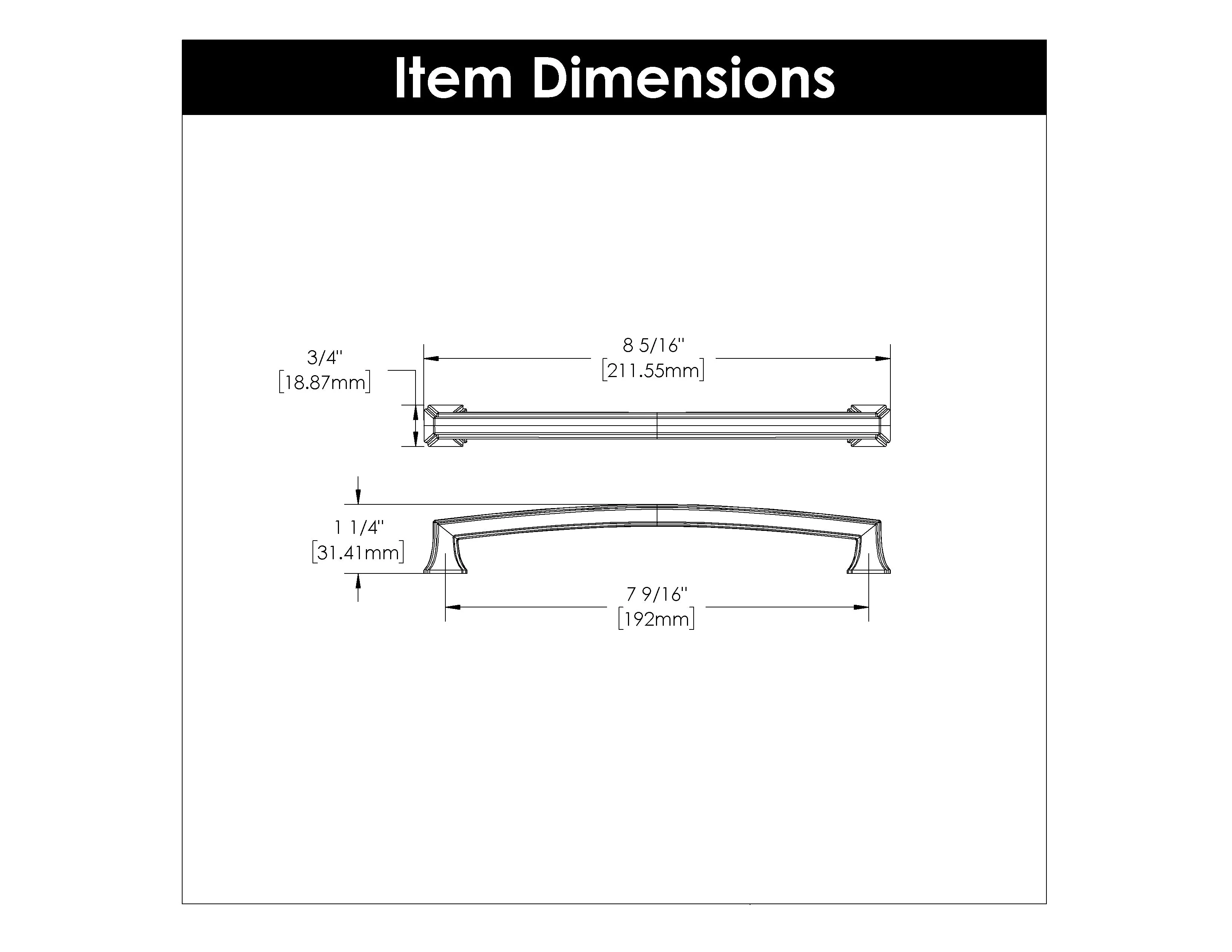 Bridges Pull 7-9/16 Inch (192mm) Center to Center Satin Nickel Finish - Image 3