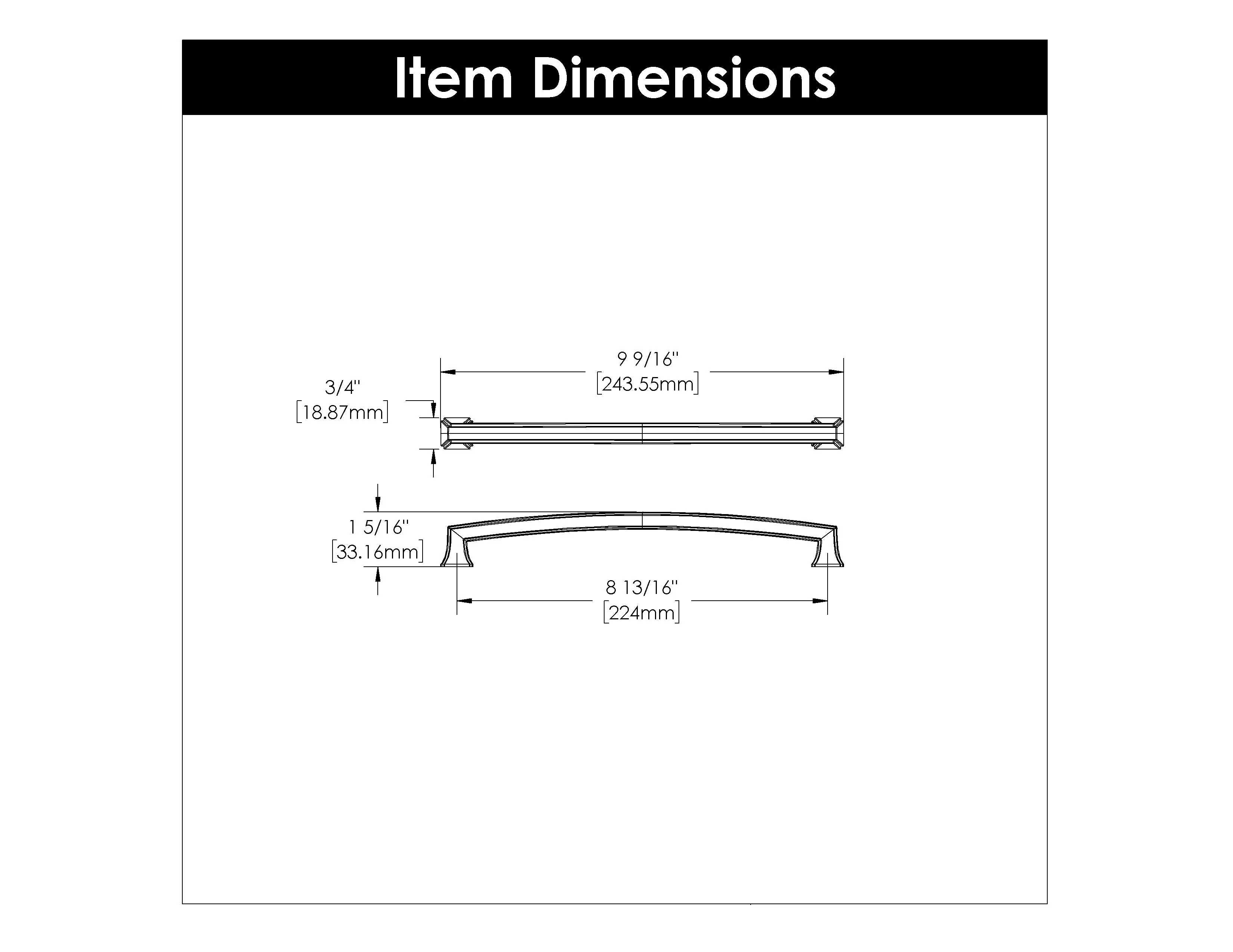 Bridges Pull 8-13/16 Inch (224mm) Center to Center Brushed Golden Brass Finish - Image 3