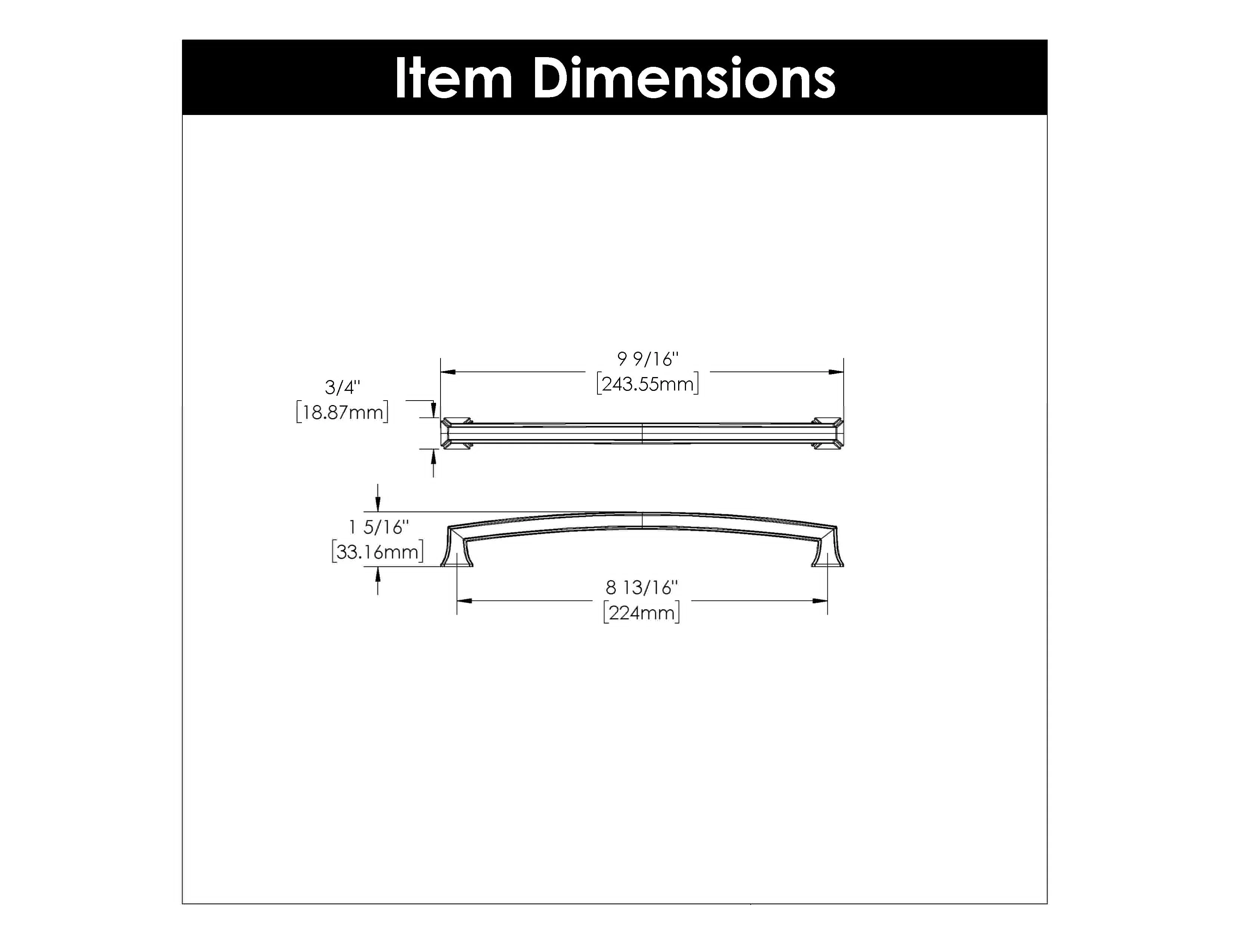 Bridges Pull 8-13/16 Inch (224mm) Center to Center Oil-Rubbed Bronze Highlighted Finish - Image 3