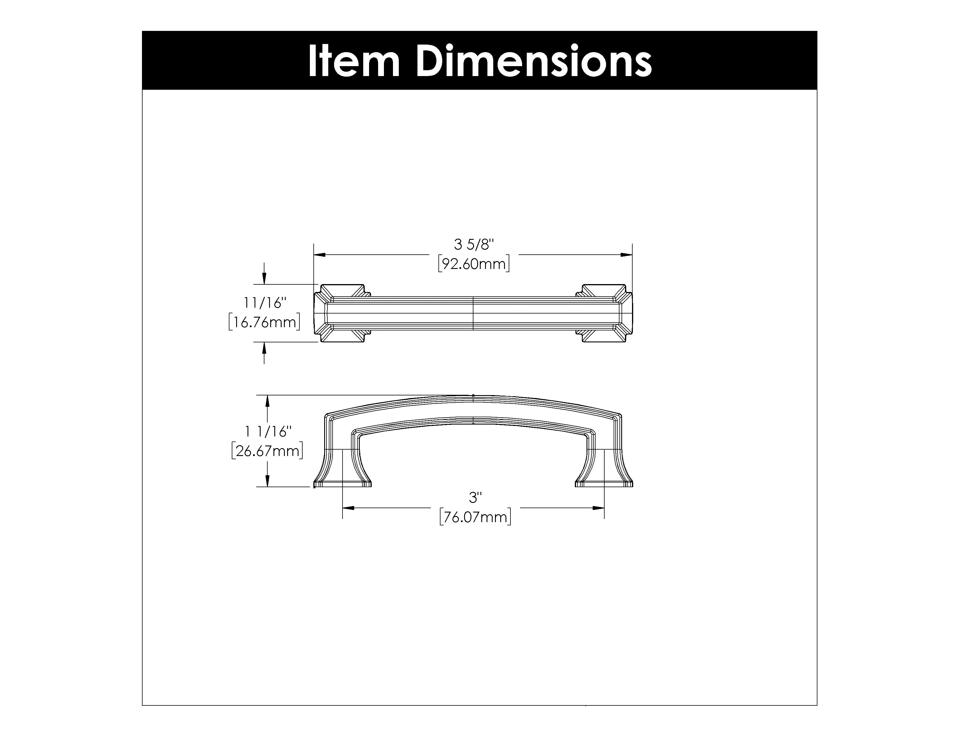 Bridges Pull 3 Inch Center to Center Brushed Golden Brass Finish - Image 3