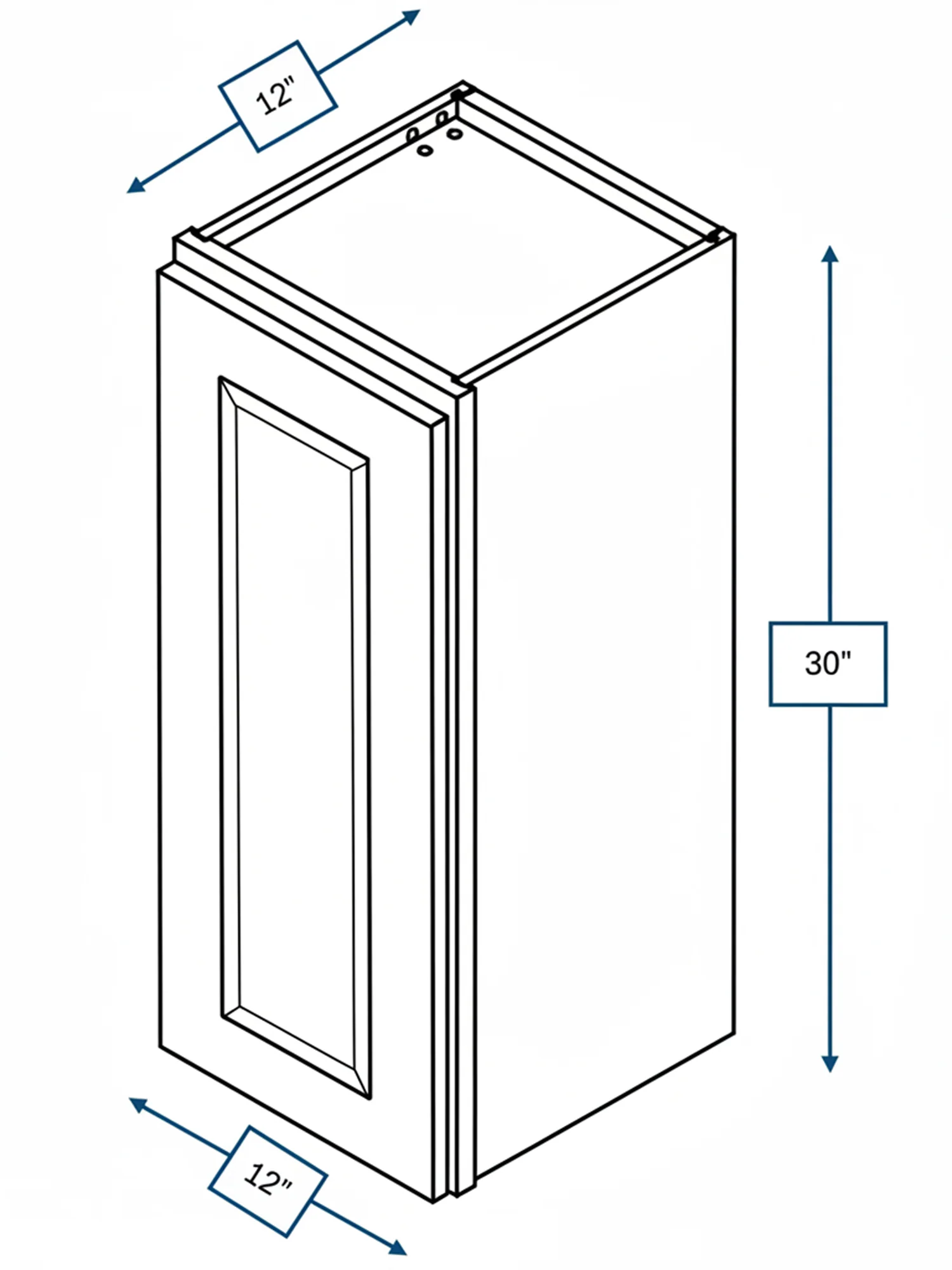 Broad Creek Blue Bevel Shaker 12 in. x 30 in. Wall Cabinet