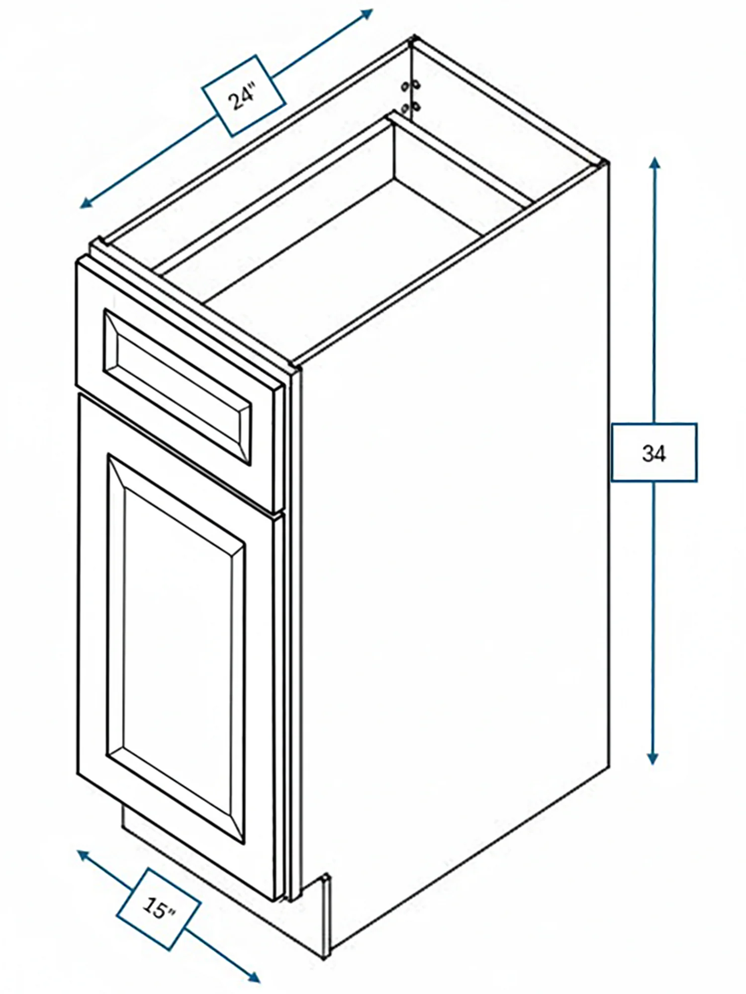 Broad Creek Blue Bevel Shaker 15 in. Base Cabinet
