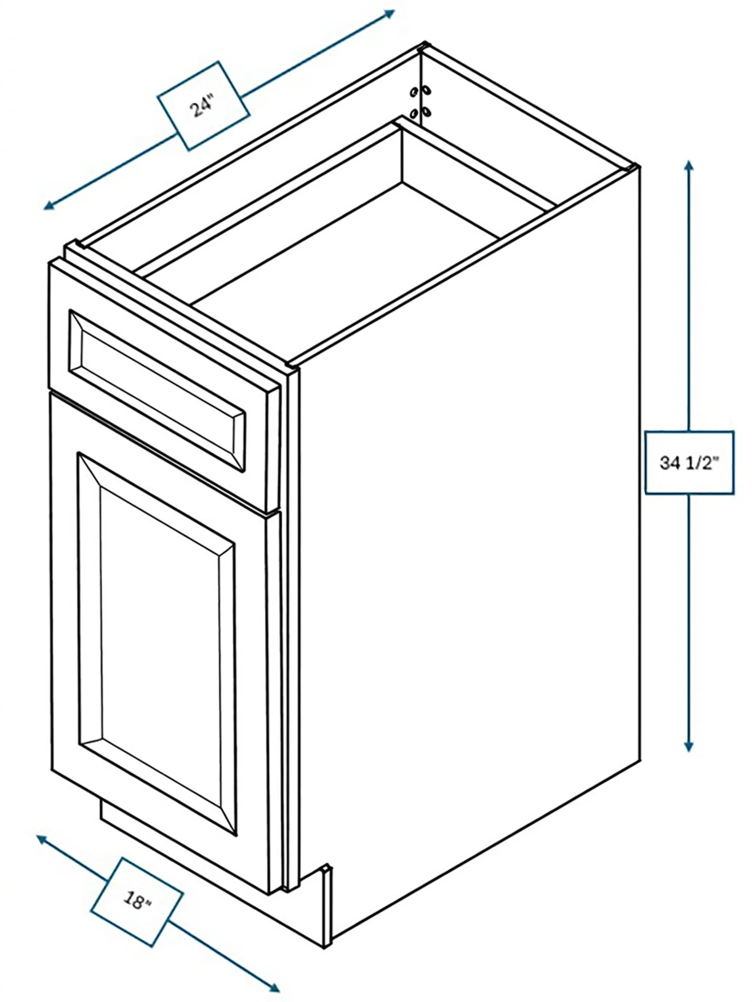 Broad Creek Blue Bevel Shaker 18 in. Base Cabinet