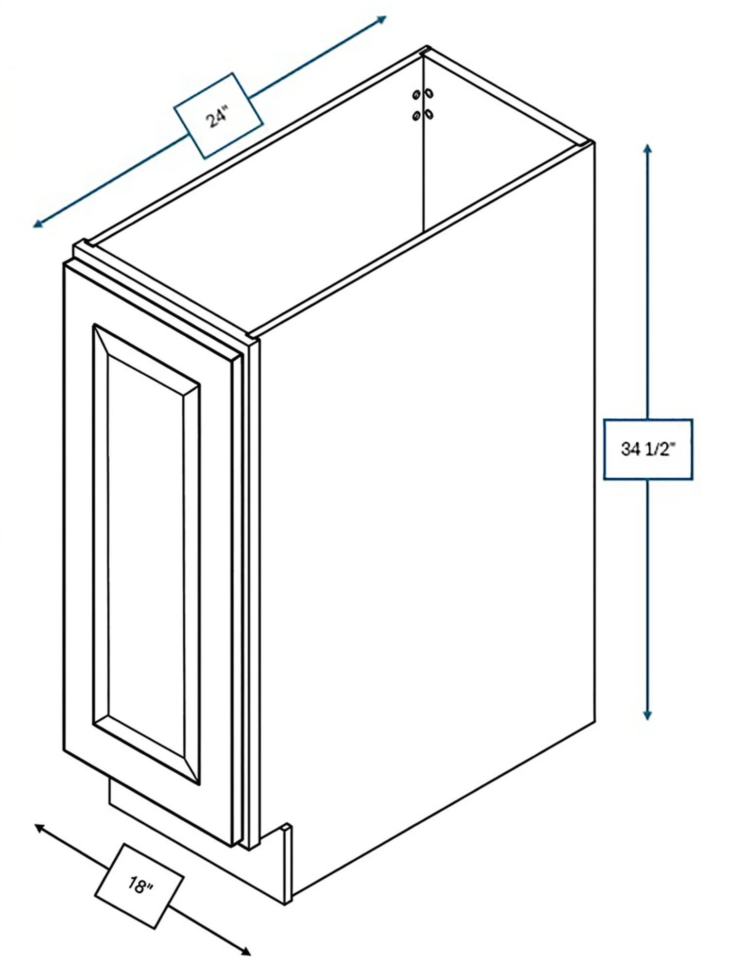 Broad Creek Blue Bevel Shaker 18 in. Full Height Door Base Cabinet