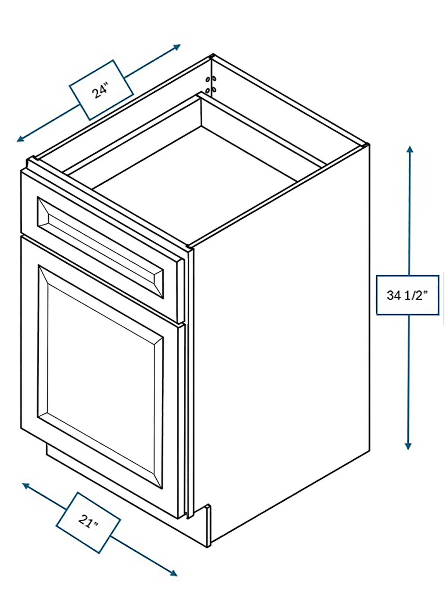Broad Creek Blue Bevel Shaker 21 in. Base Cabinet