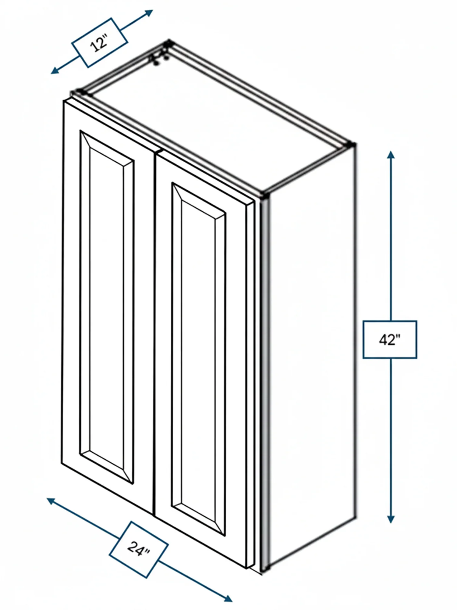 Broad Creek Blue Bevel Shaker 24 in. x 42 in. Wall Cabinet