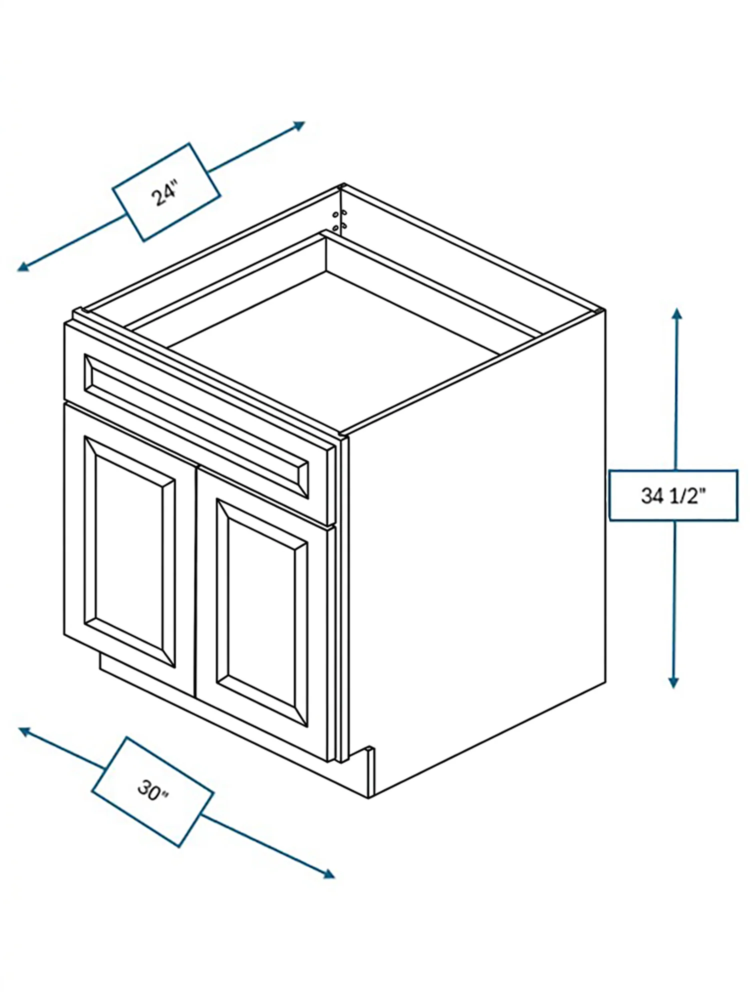 Broad Creek Blue Bevel Shaker 30 in. Base Cabinet