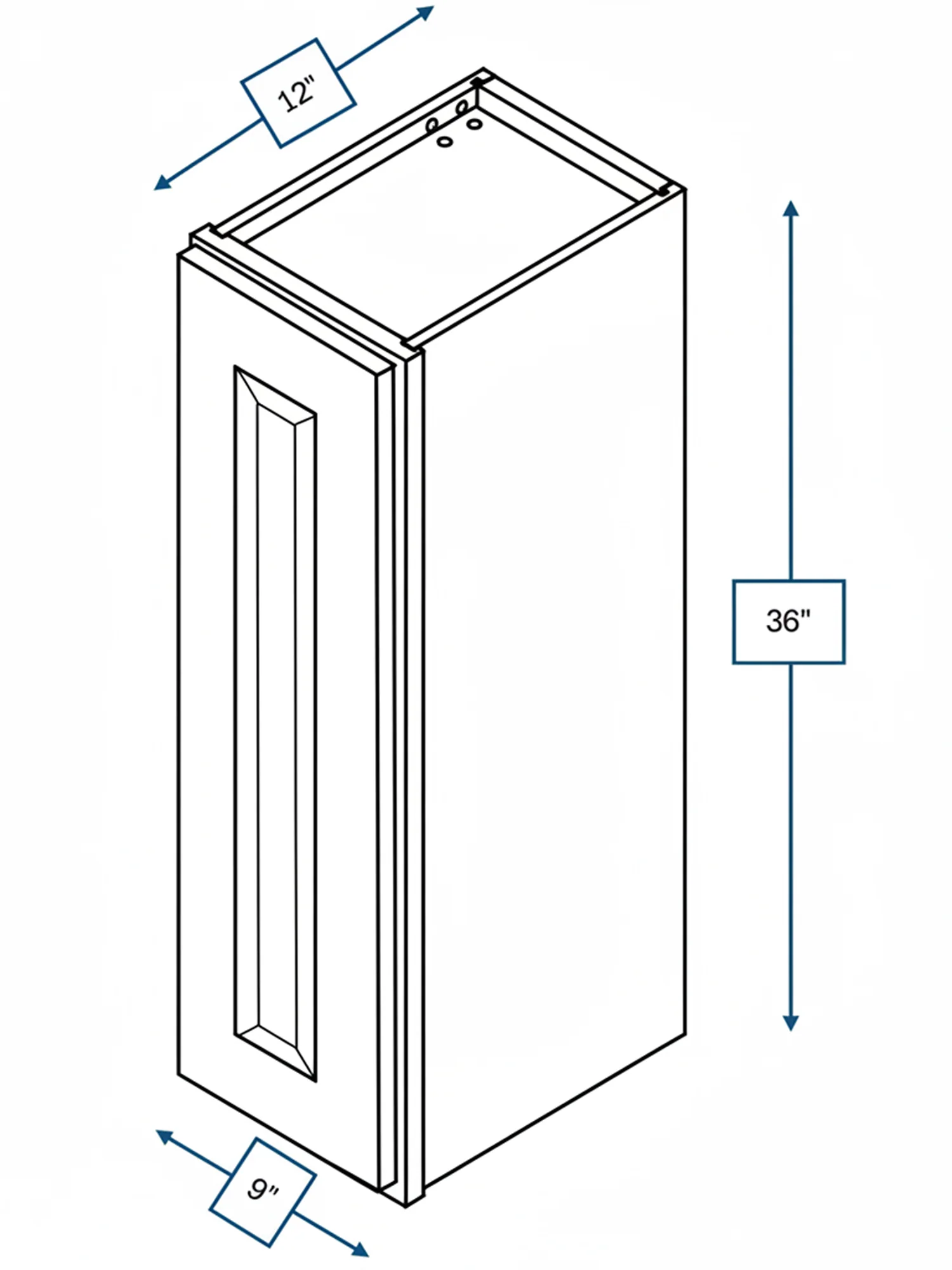 Broad Creek Blue Bevel Shaker 9 in. x 36 in. Wall Cabinet