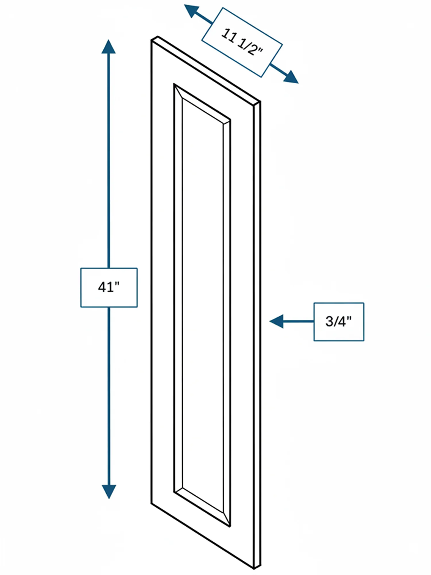 Broad Creek Blue Bevel Shaker Clear Glass Door 12 in.x 42 in.