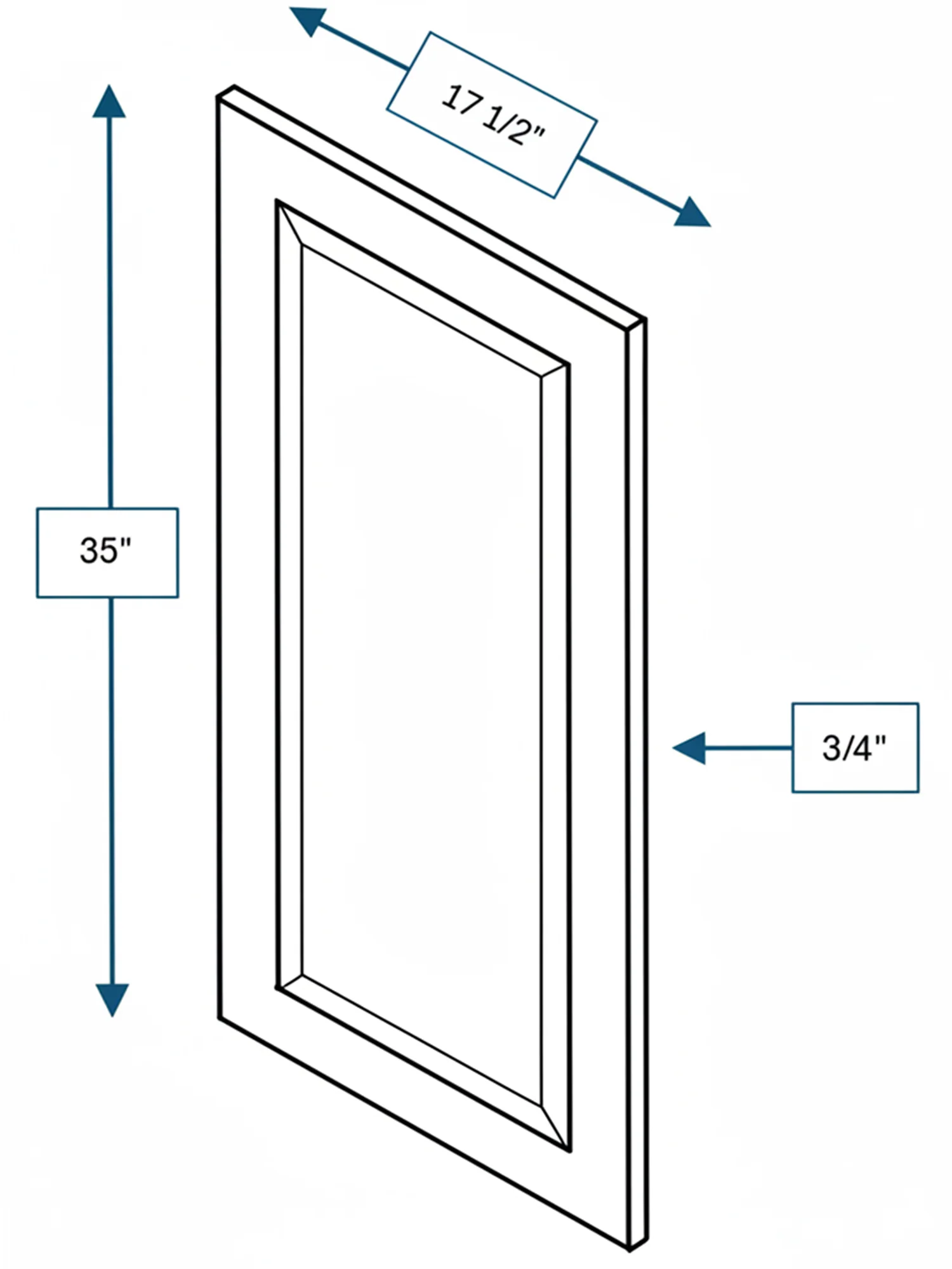 Broad Creek Blue Bevel Shaker Clear Glass Door 18 in. x 36 in.
