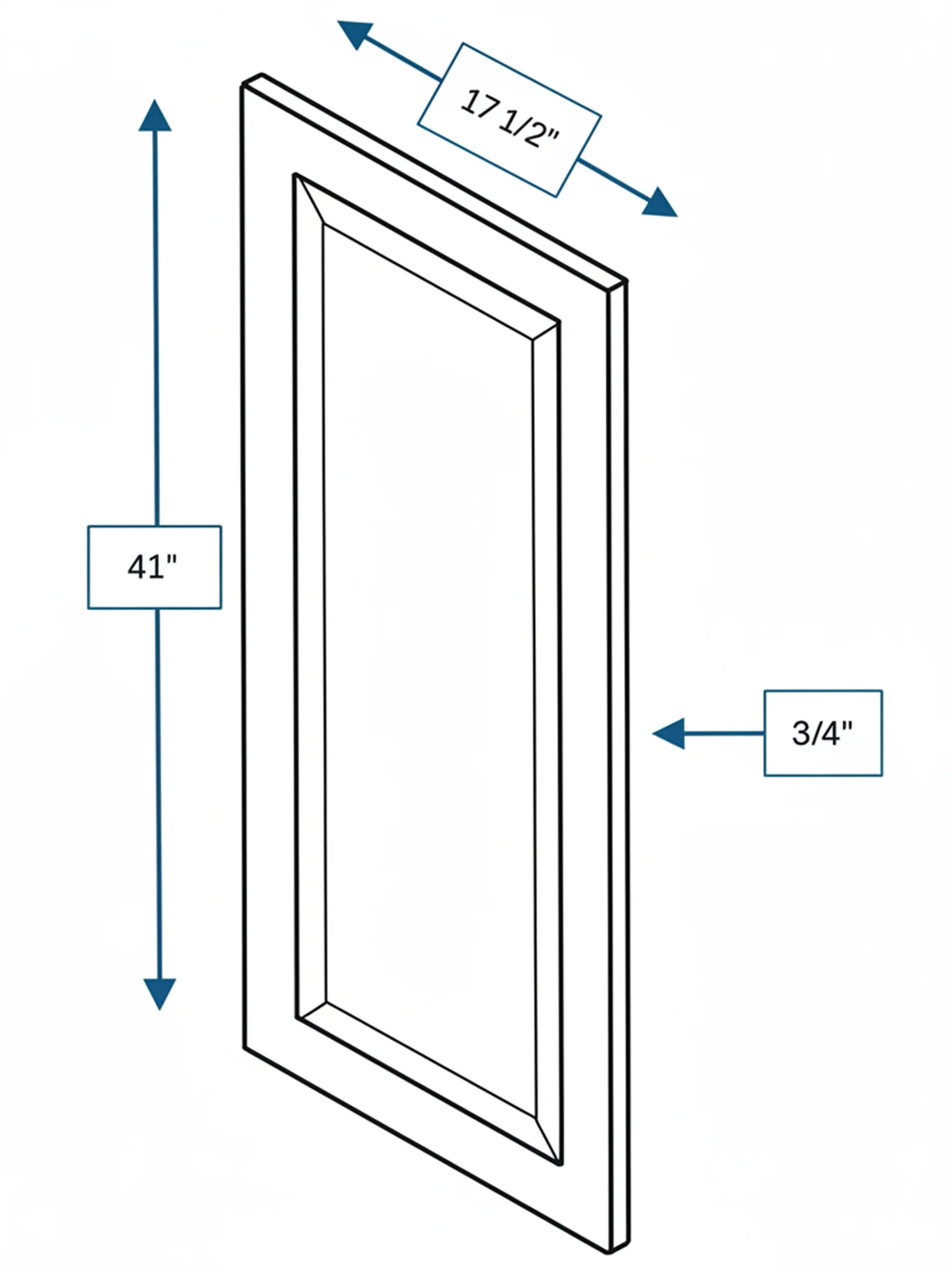 Broad Creek Blue Bevel Shaker Clear Glass Door 18 in. x 42 in.