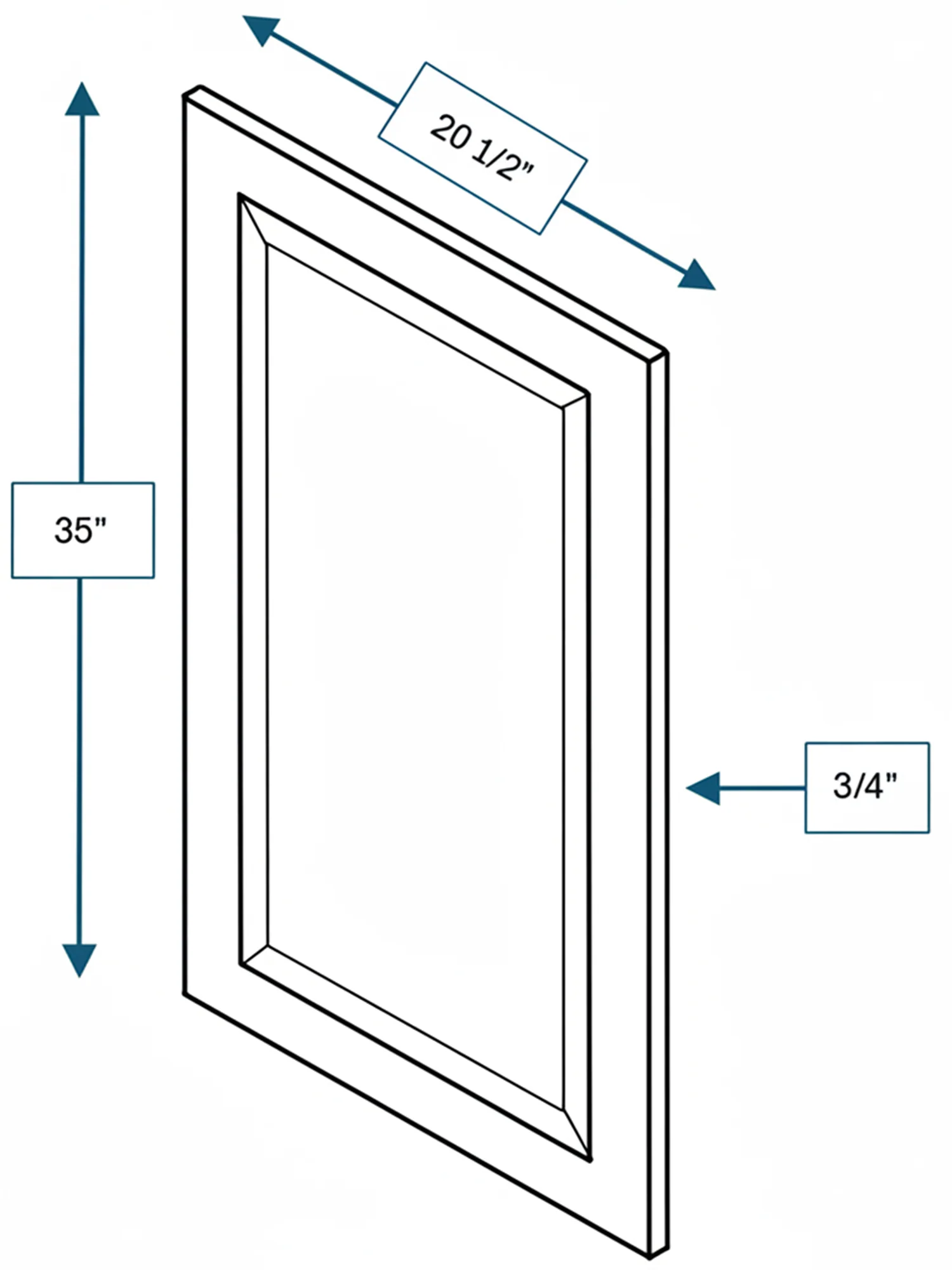 Broad Creek Blue Bevel Shaker Clear Glass Door 21 in. x 36 in.