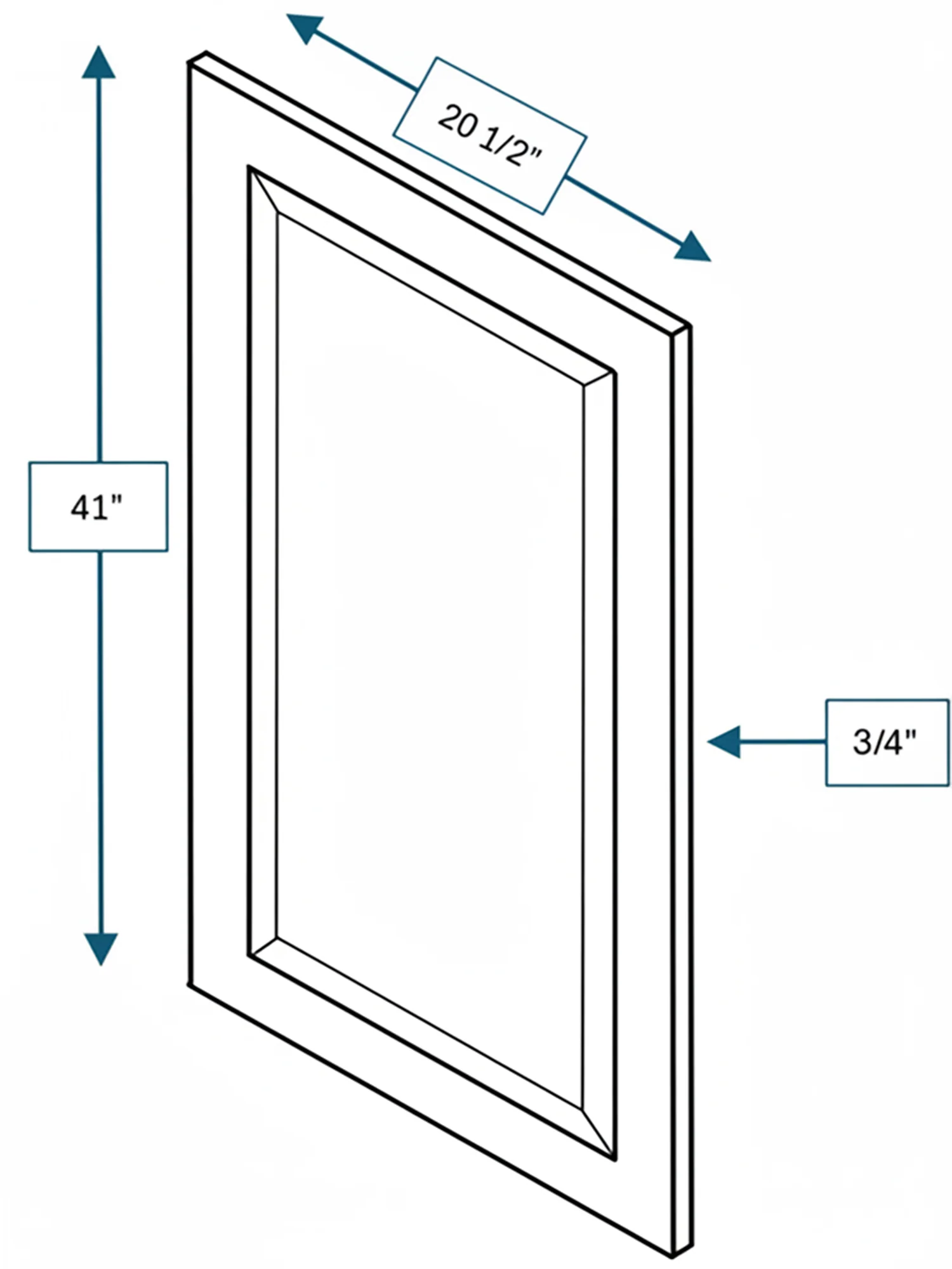 Broad Creek Blue Bevel Shaker Clear Glass Door 21 in. x 42 in.