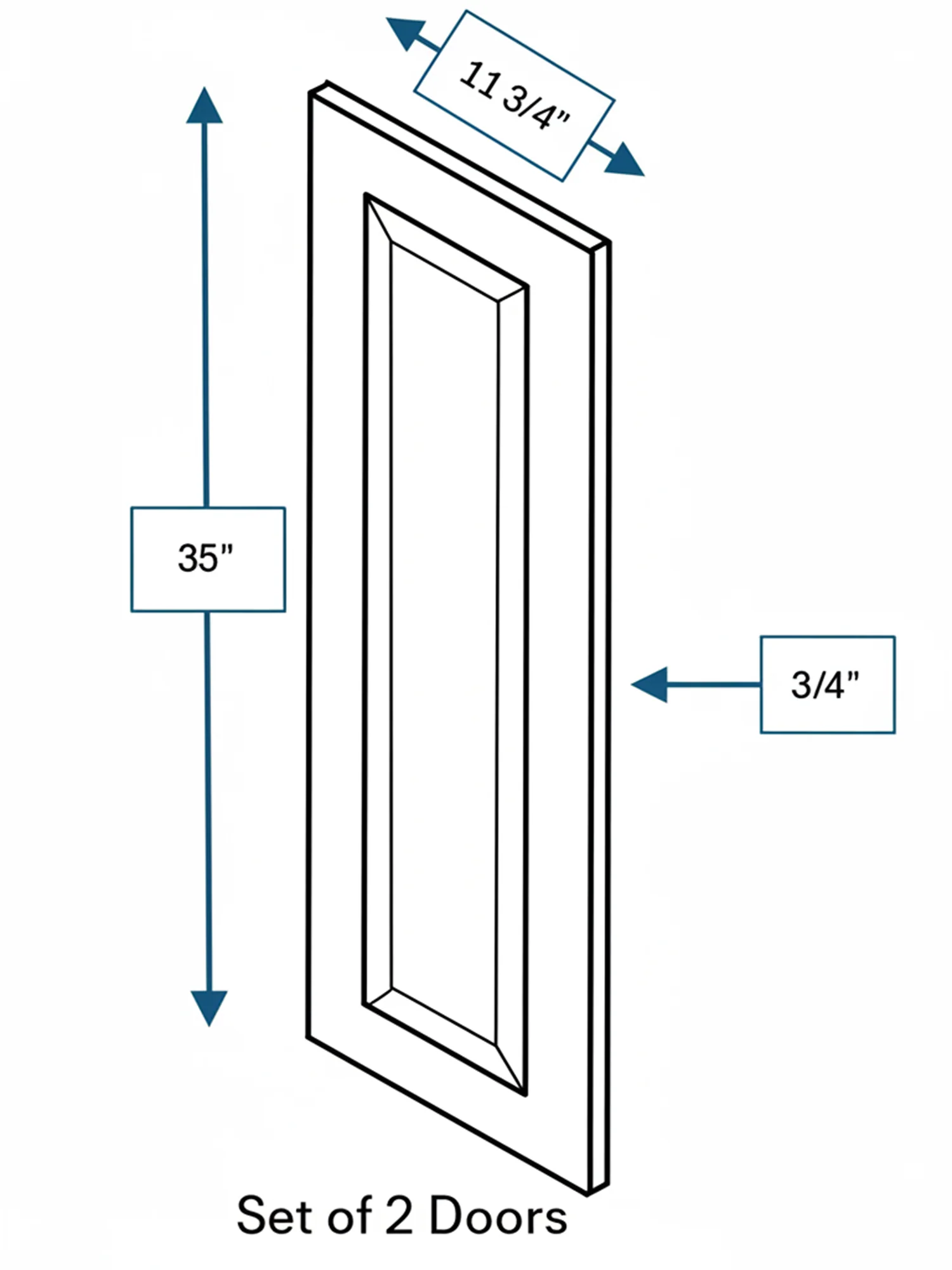 Broad Creek Blue Bevel Shaker Clear Glass Door 24 in. x 36 in. - 2 Pack