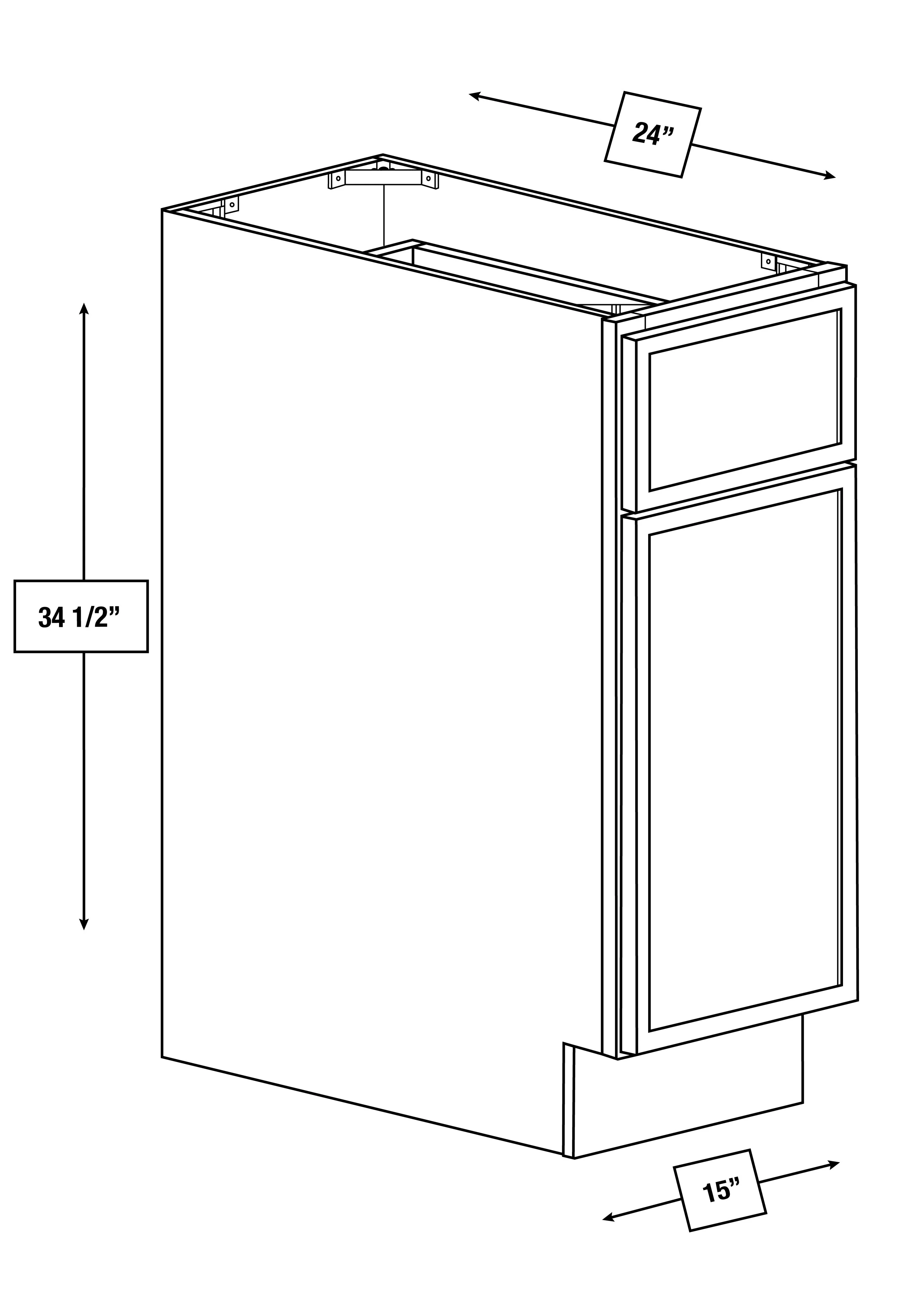 Broadway Black Slim Shaker 15 in. Base Cabinet