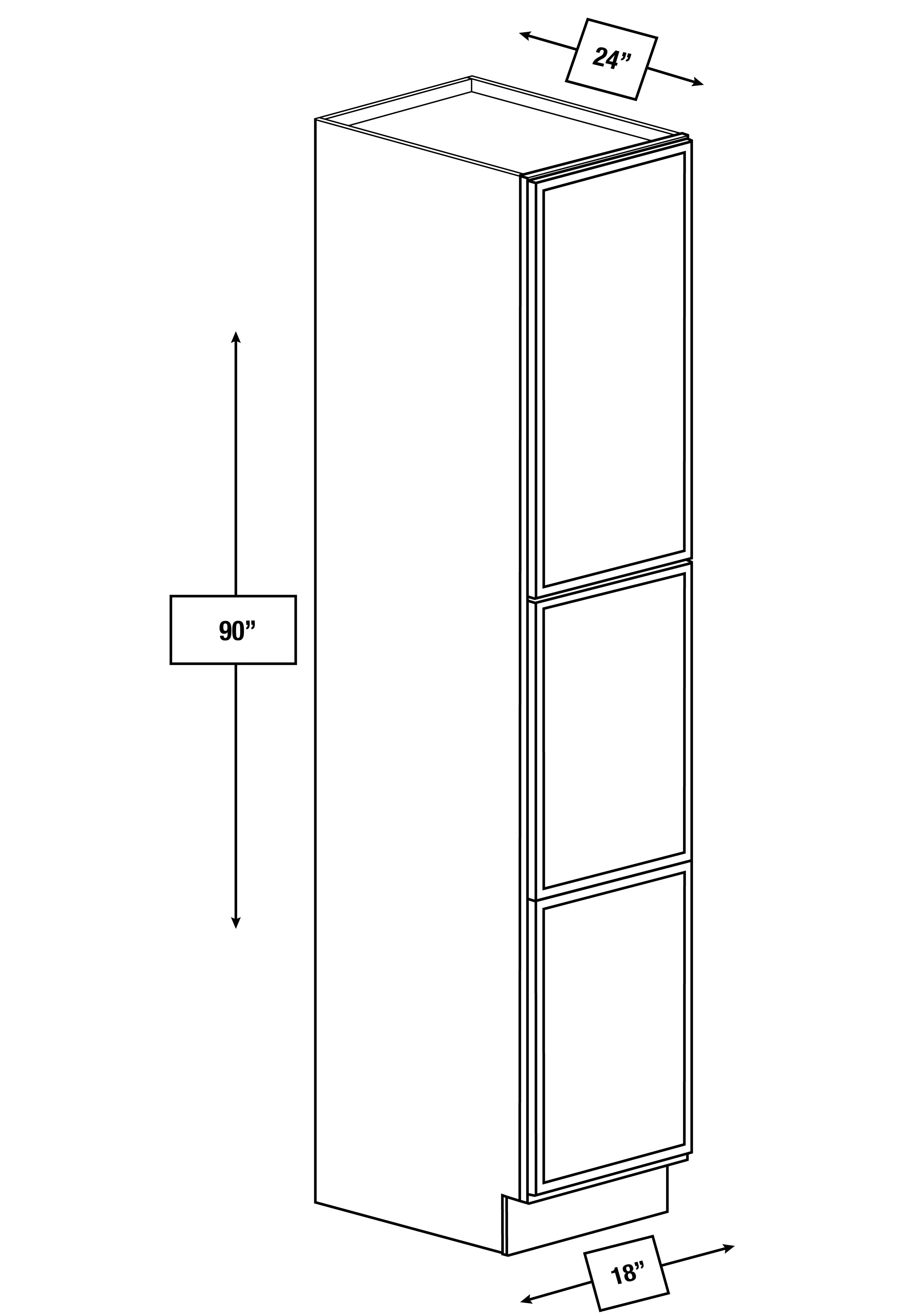 Broadway Black Slim Shaker 18 in. x 24 in. x 90 in. Pantry Cabinet