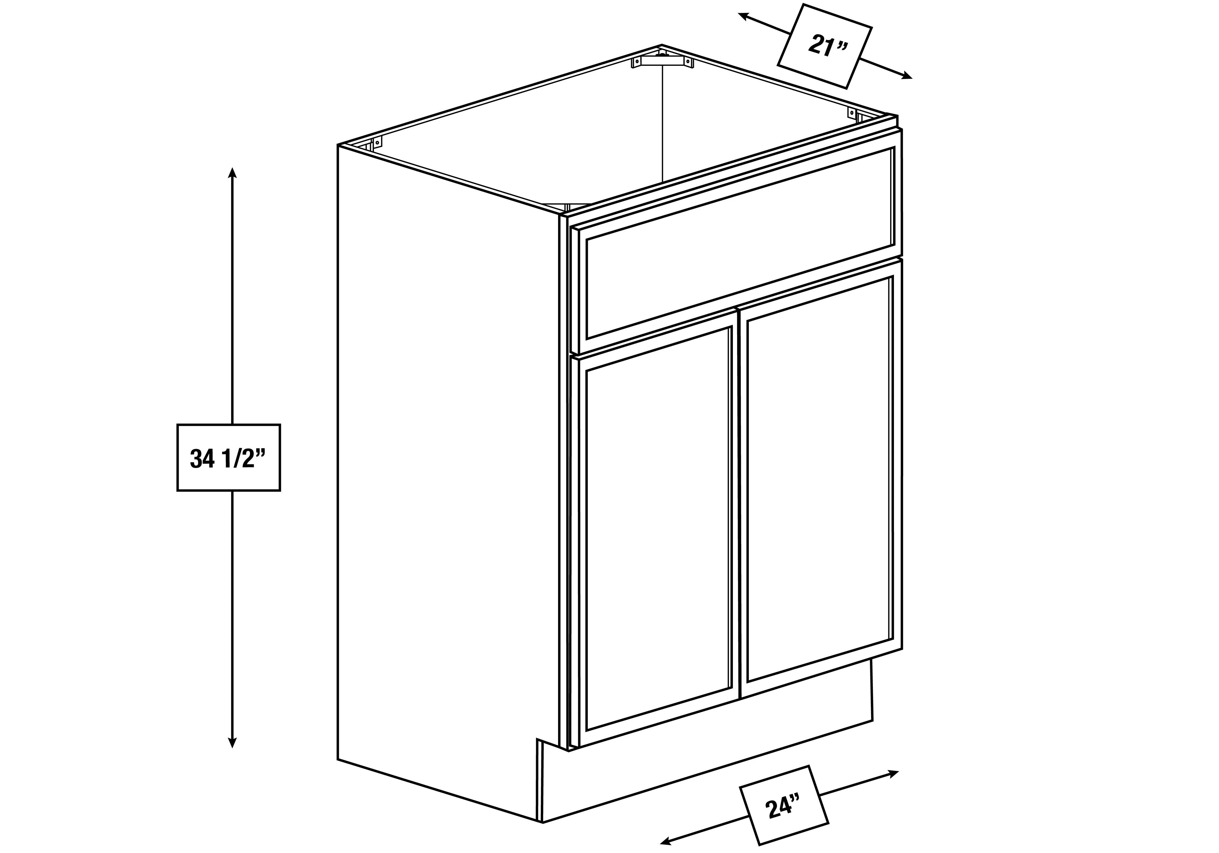 Broadway Black Slim Shaker 24 in. Vanity Sink Base Cabinet