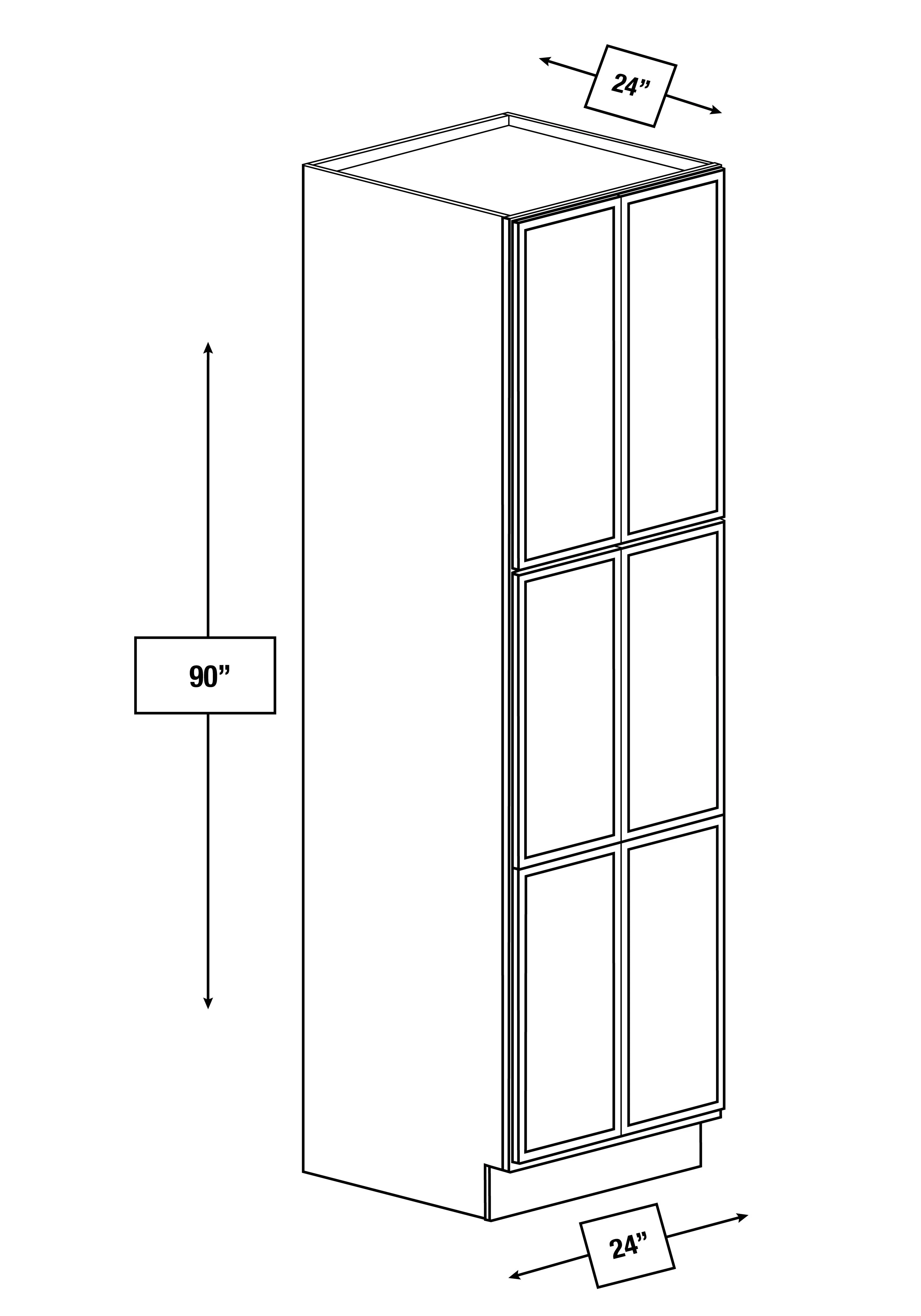 Broadway Black Slim Shaker 24 in. x 24 in. x 90 in. Pantry Cabinet