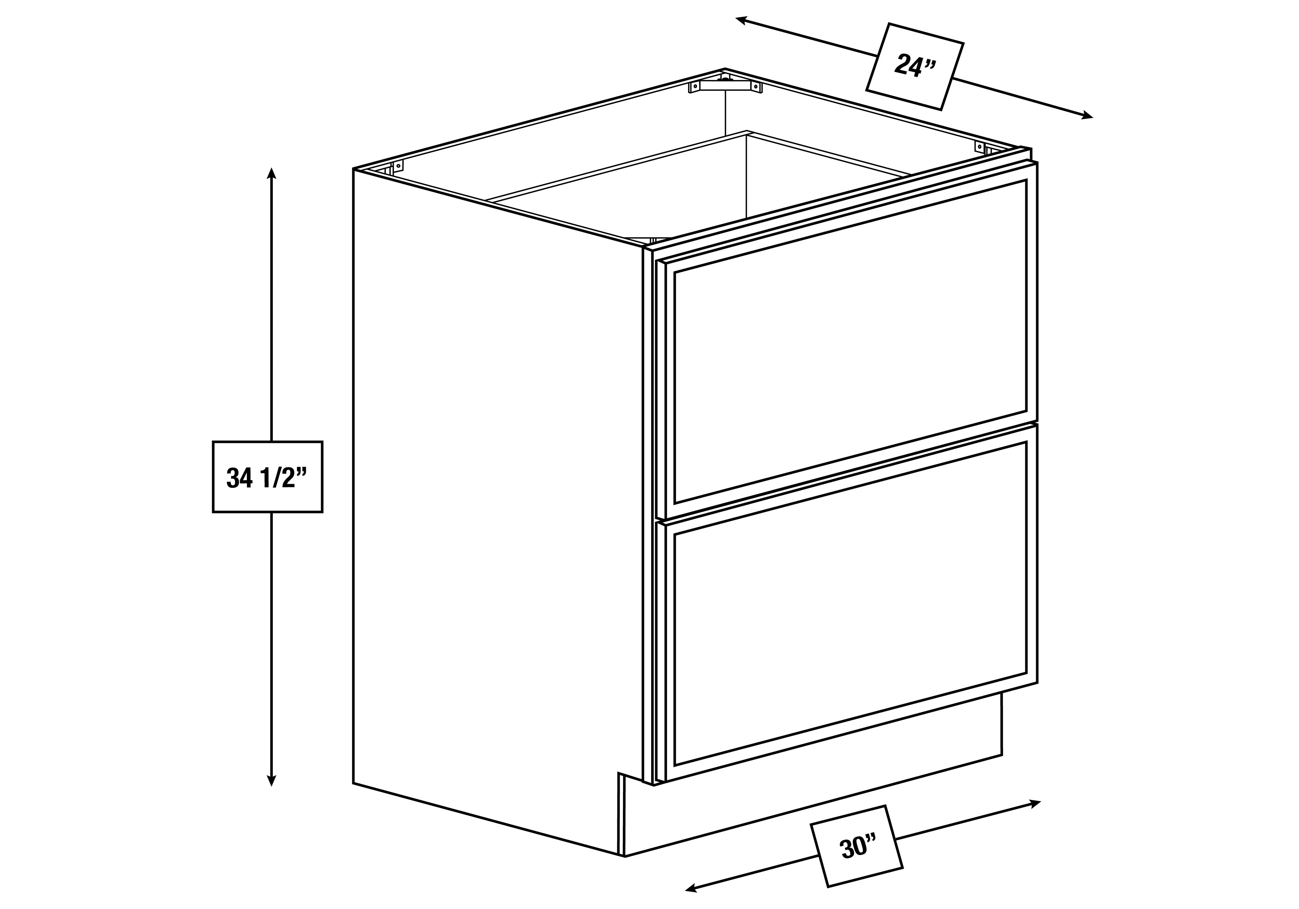 Broadway Black Slim Shaker 30 in. 2-Drawer Base Cabinet