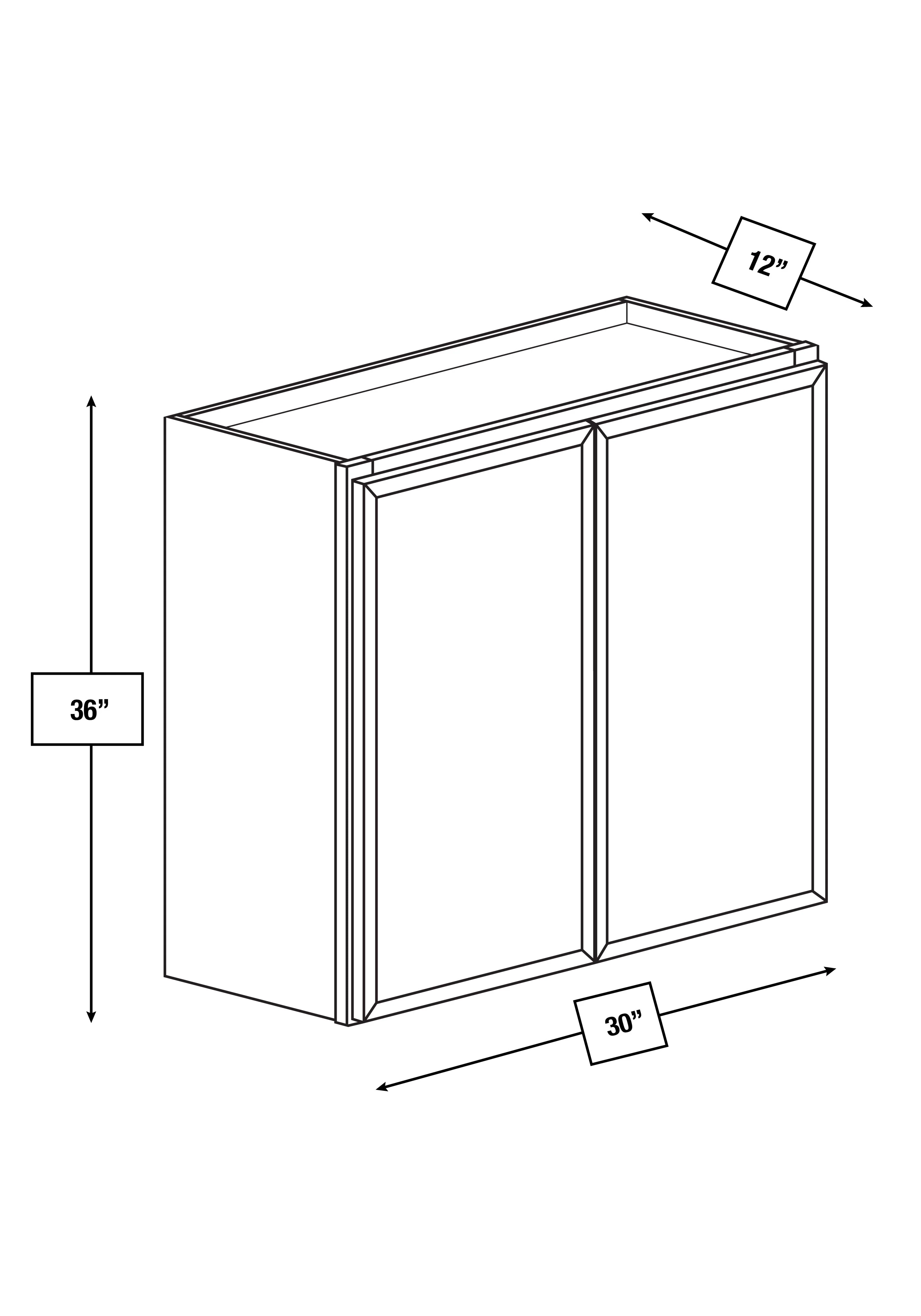 Broadway Black Slim Shaker 30 in. x 36 in. Wall Cabinet