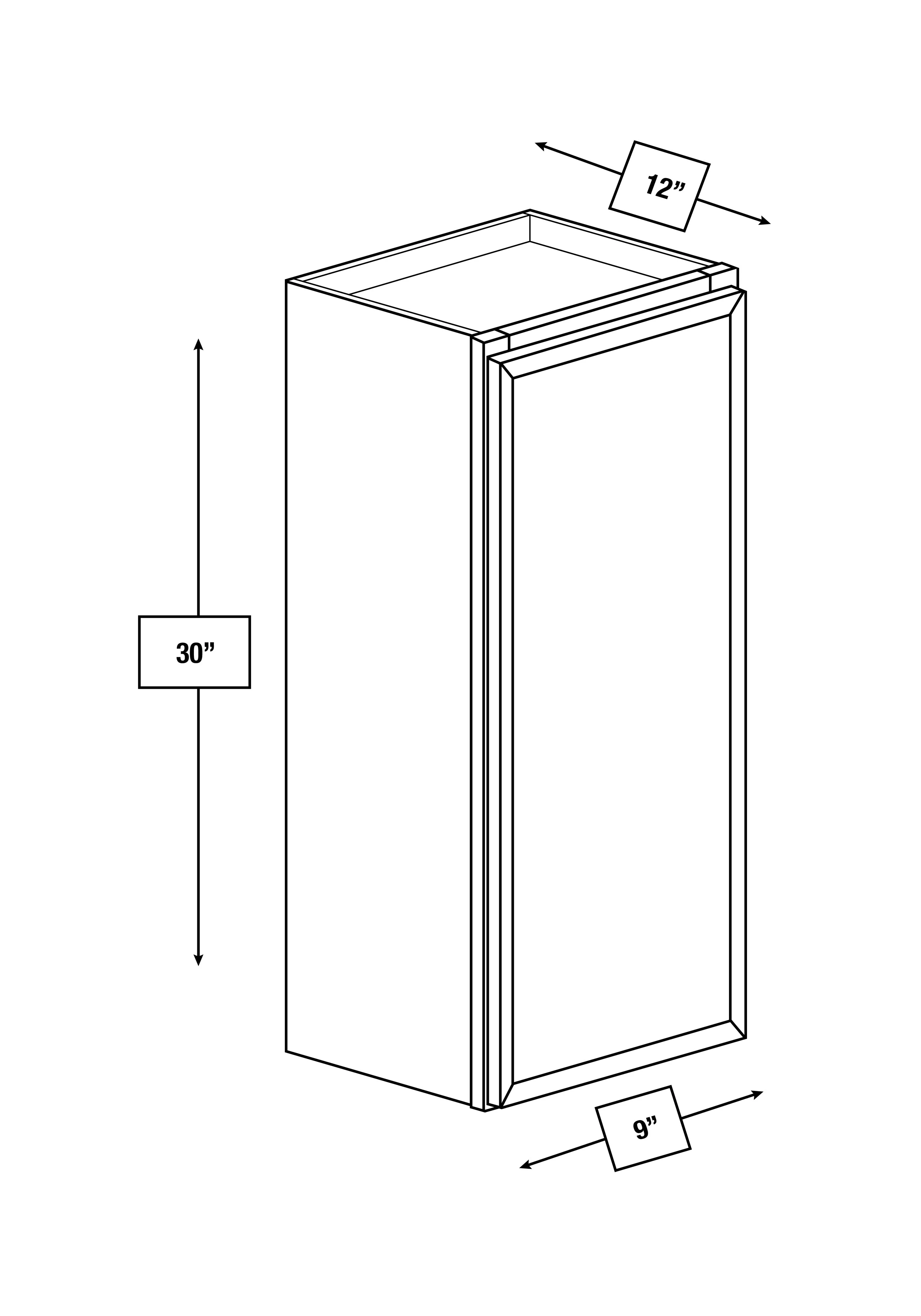 Broadway Black Slim Shaker 9 in. x 30 in. Wall Cabinet