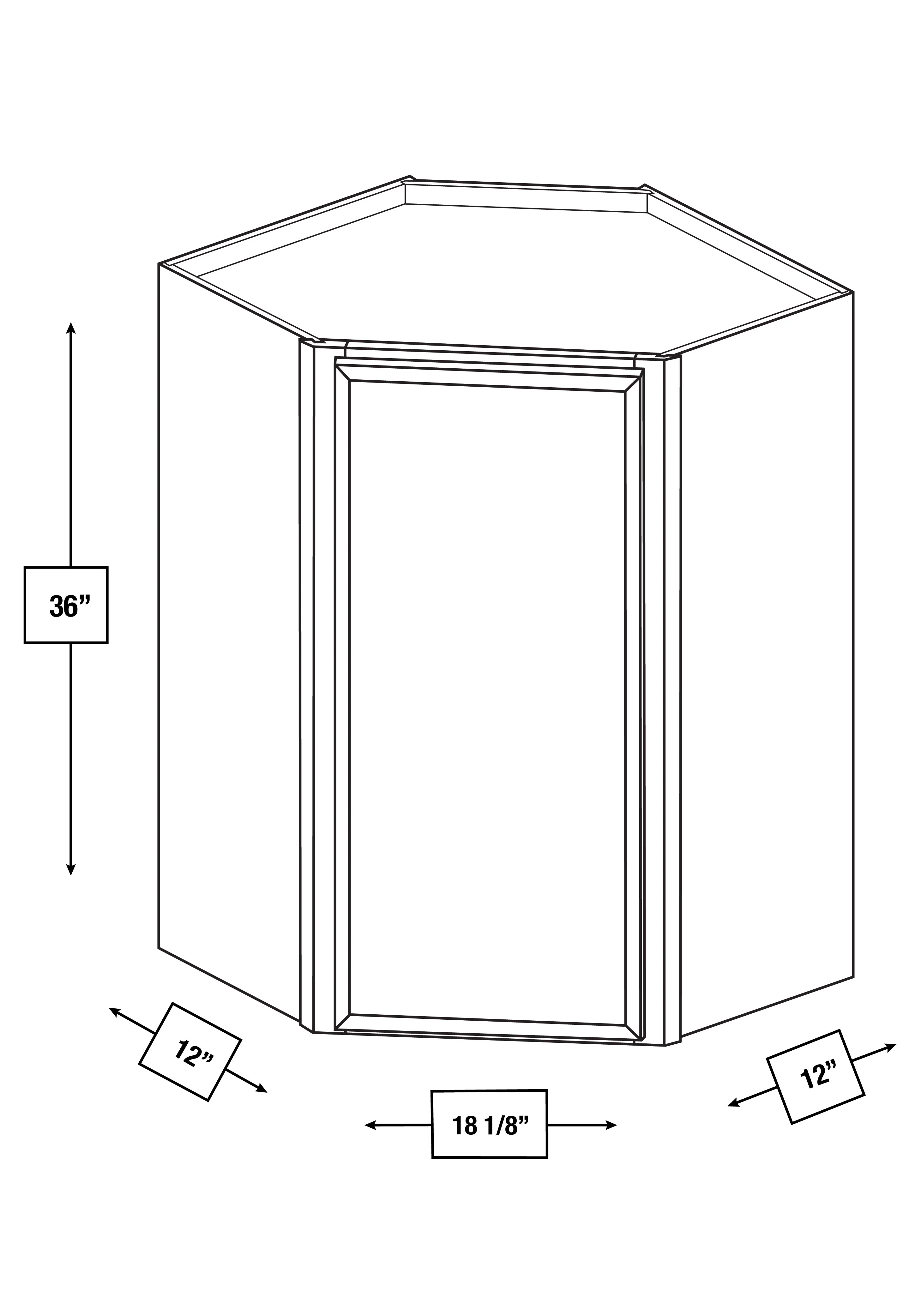 Broadway Black Slim Shaker Diagonal Wall Cabinet 24 in. x 12 in. x 36 in.