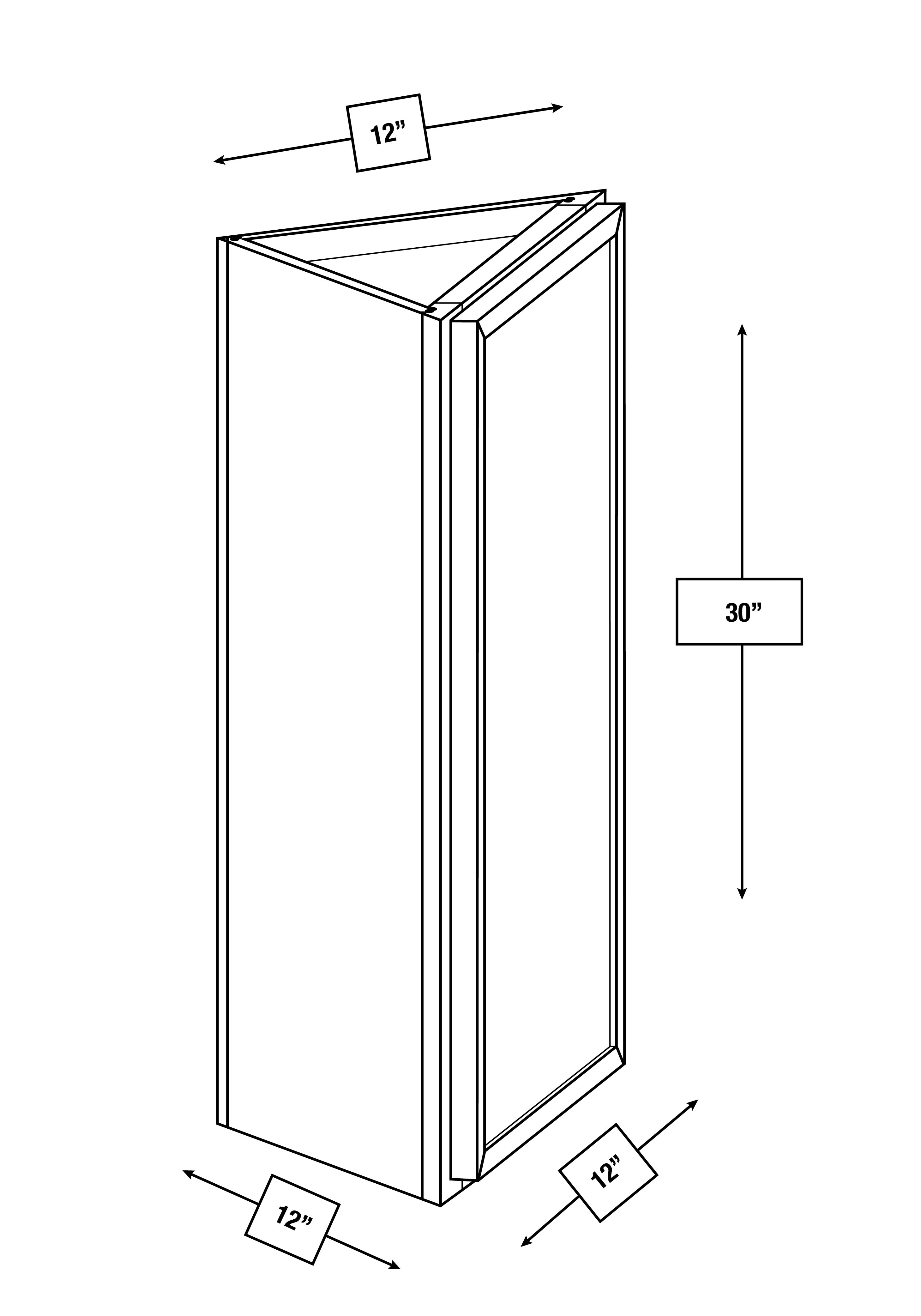 Broadway Black Slim Shaker Wall Angle Cabinet 12 in. x 30 in.