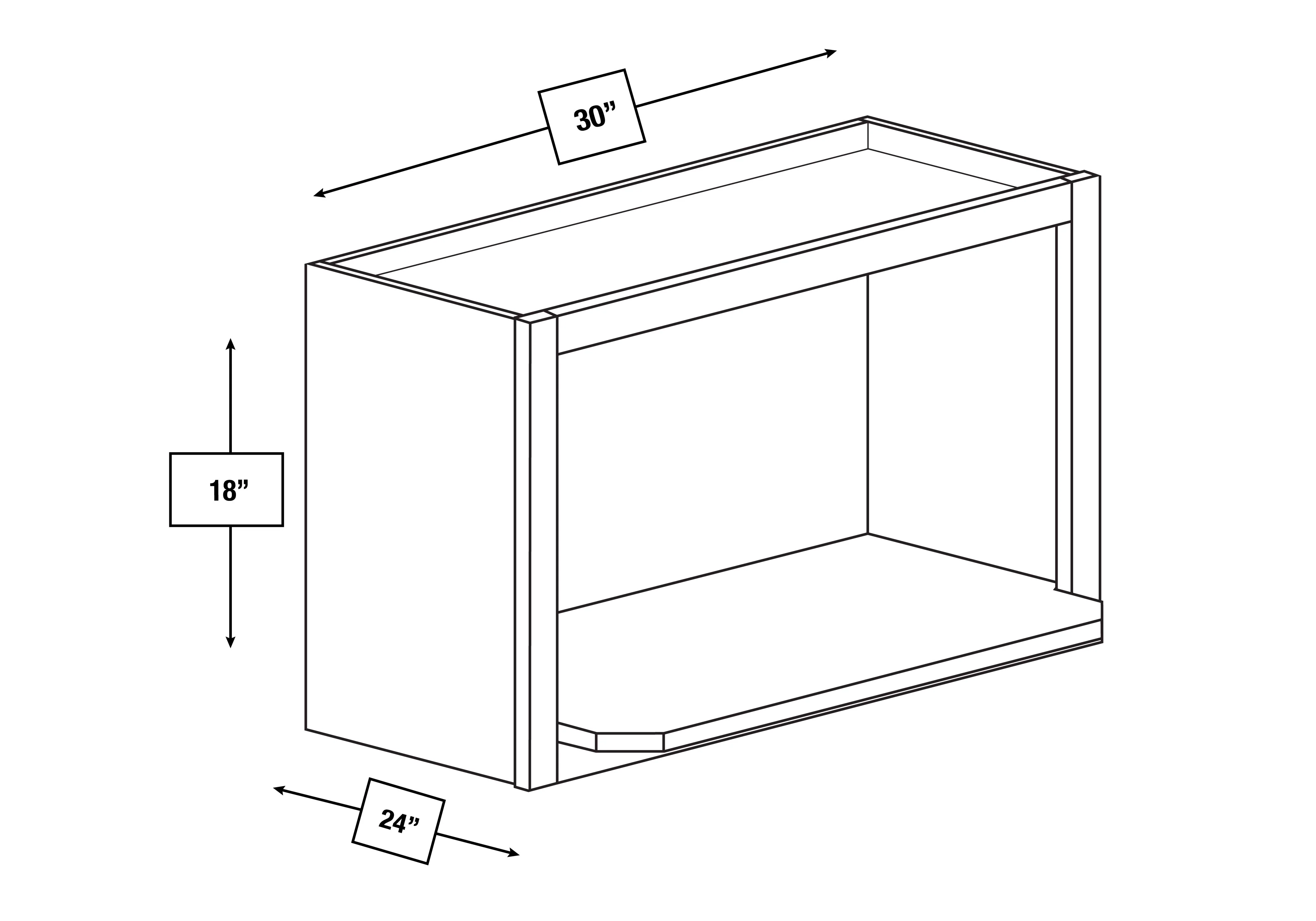 Broadway Black Slim Shaker Wall Microwave Cabinet 30 in. x 12 in. x 18 in.